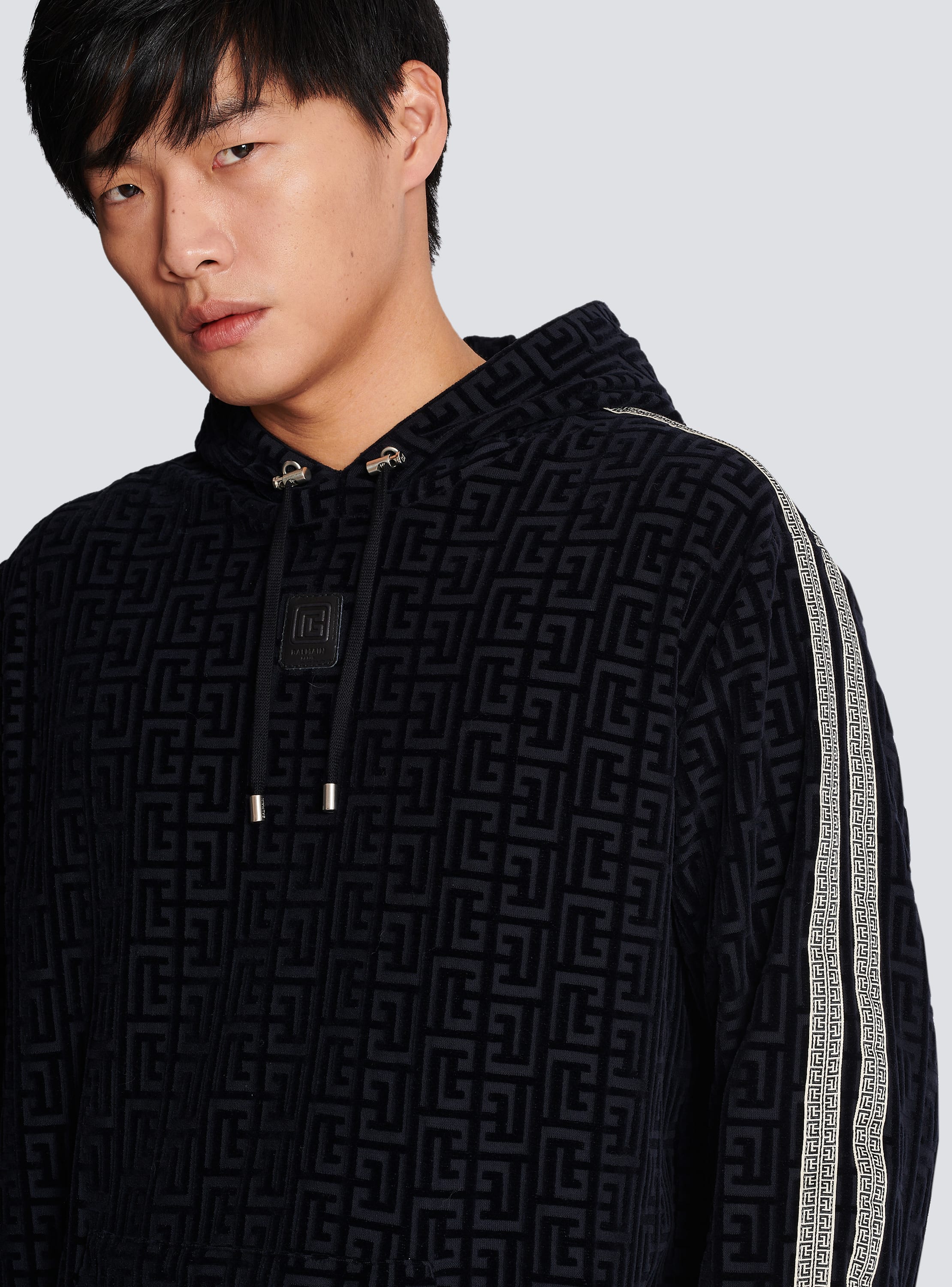 Balmain Monogram Zip Hoodie Sweatshirt