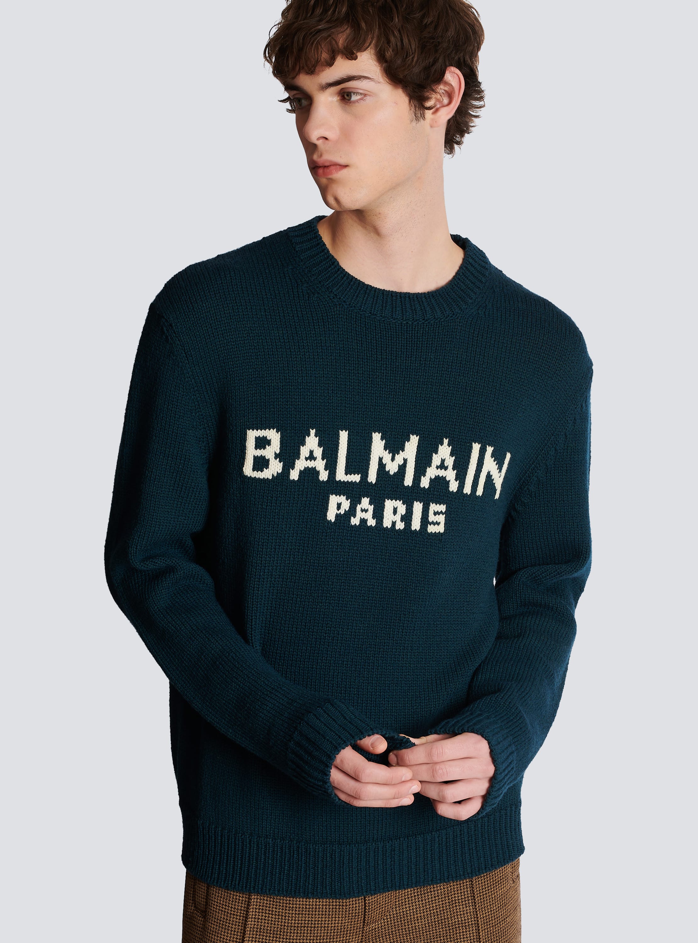 Balmain merino wool jumper green Men BALMAIN