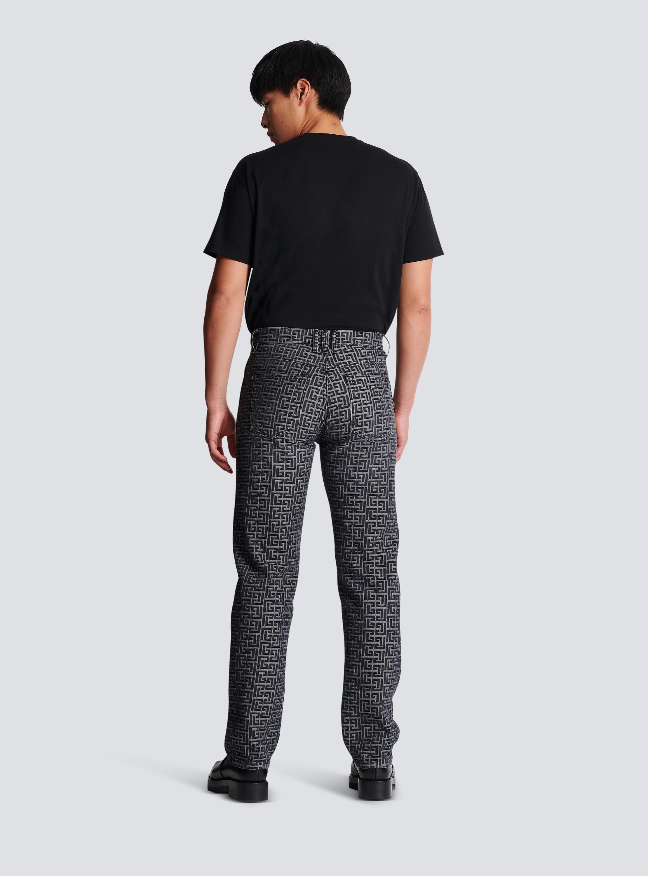 Pantalones de tela vaquera y jacquard con monograma