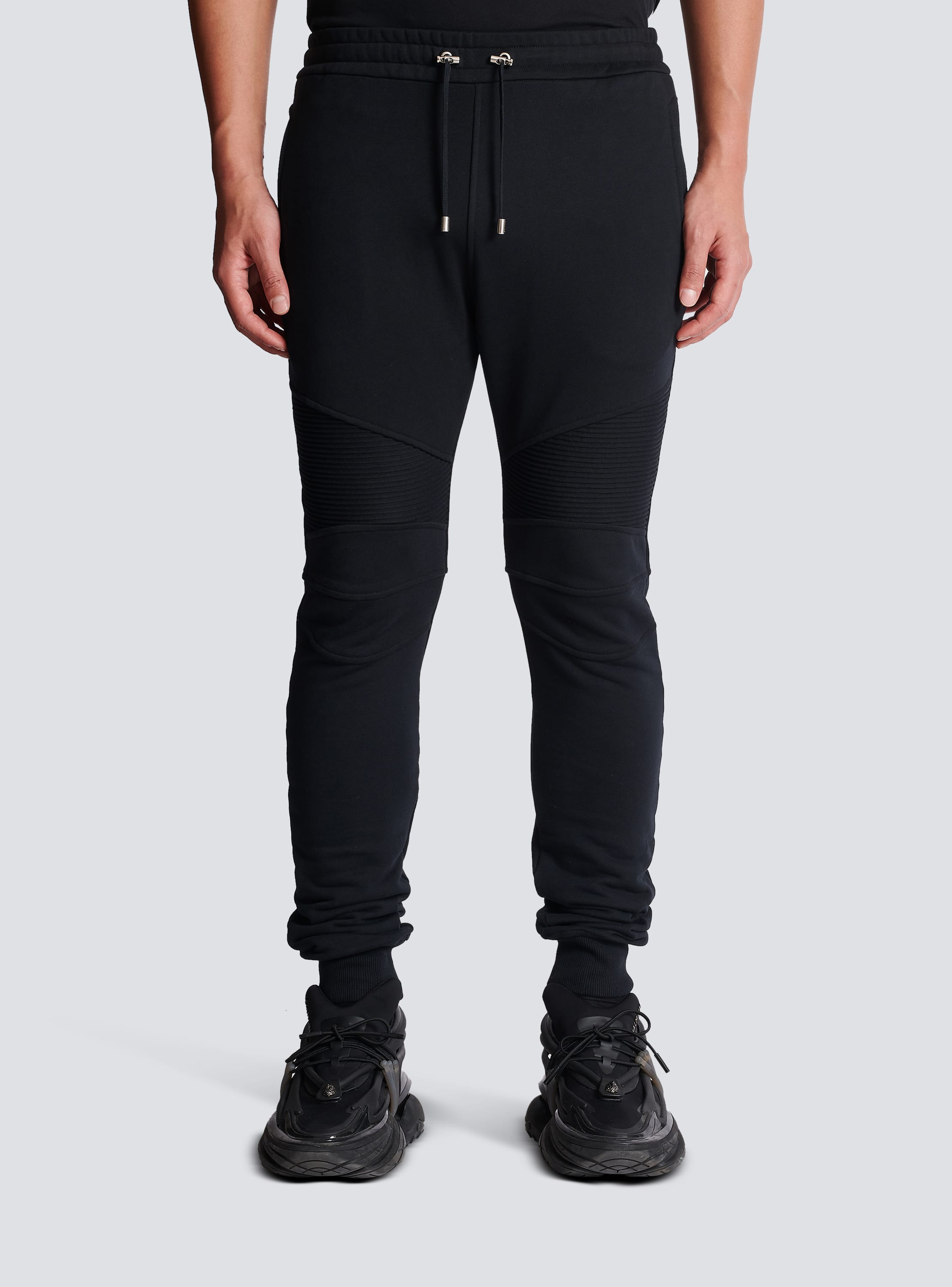 BALMAIN Ribbed Printed Sweatpants Navy - Clothing from Circle