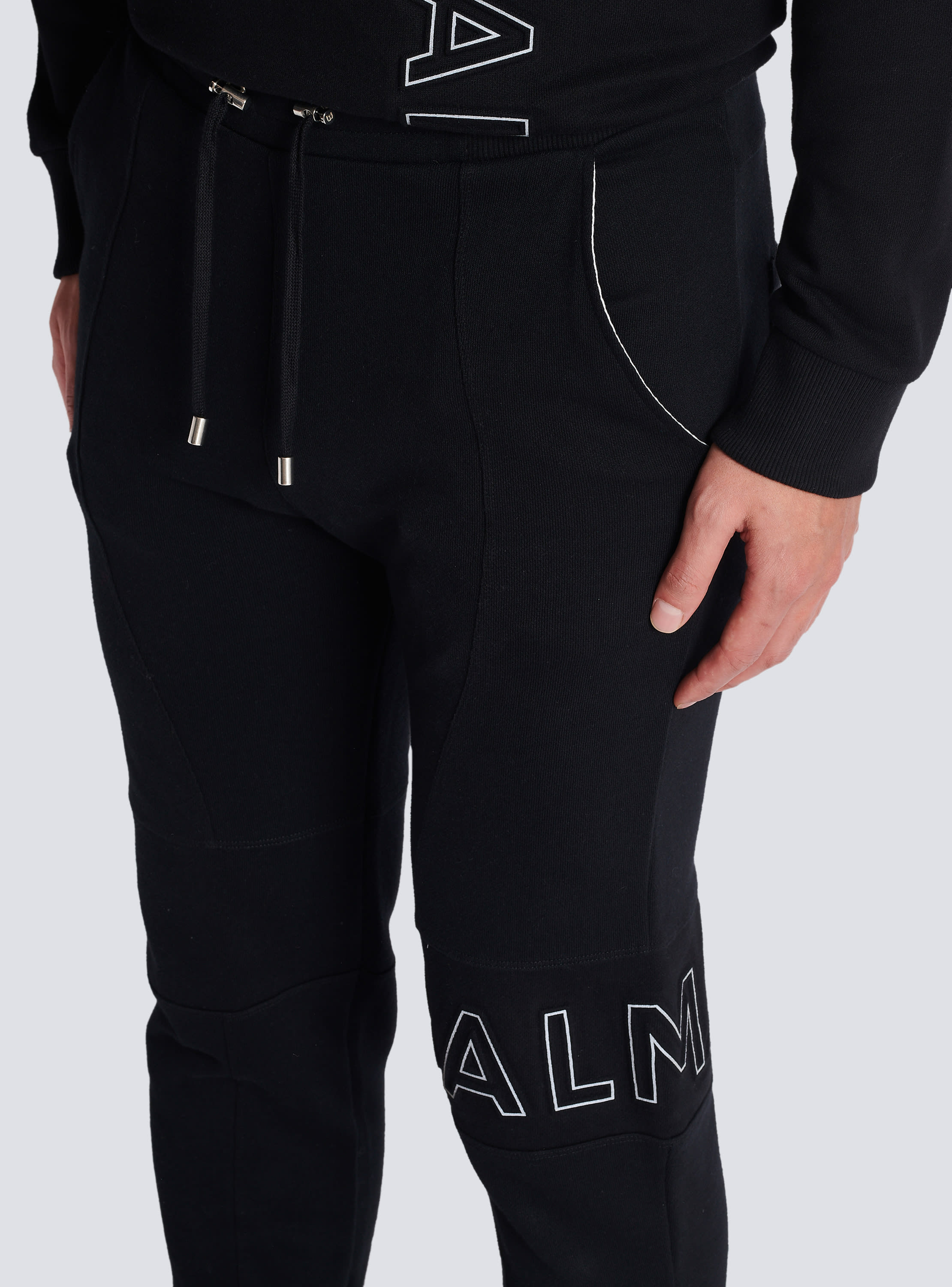 Balmain Multicuts Monogram Nylon Jog Pants In Black