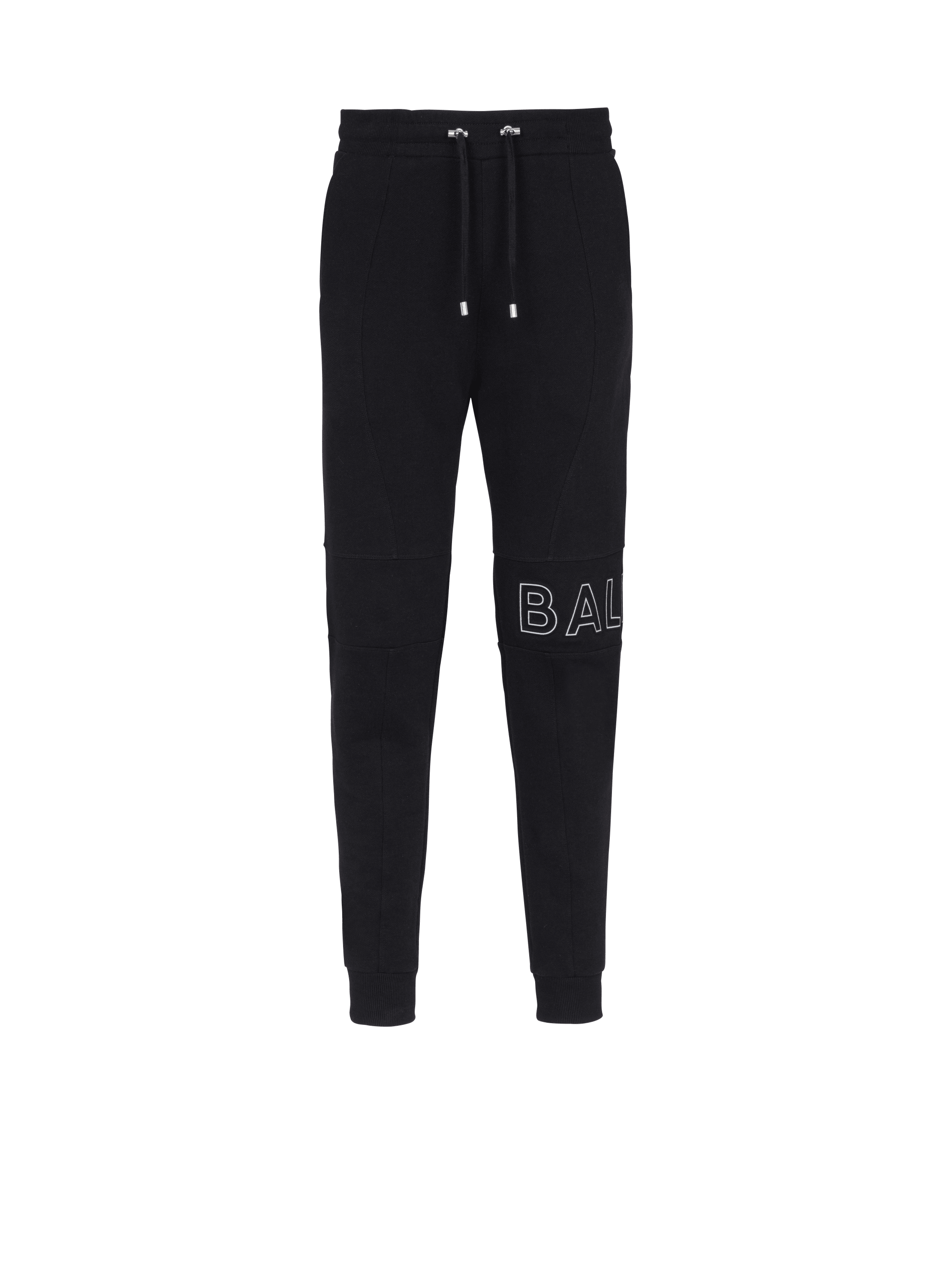 Men's luxury jogging pants - Black jogging pants with silver logo Balmain