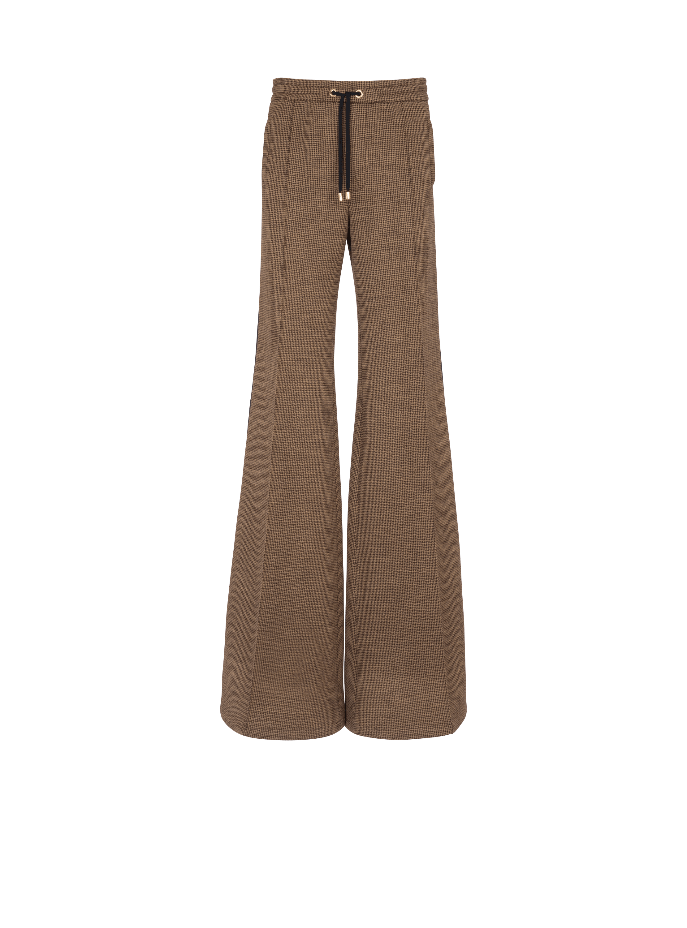 Pantalón tipo informal de jacquard de pata de gallo, marrón, hi-res