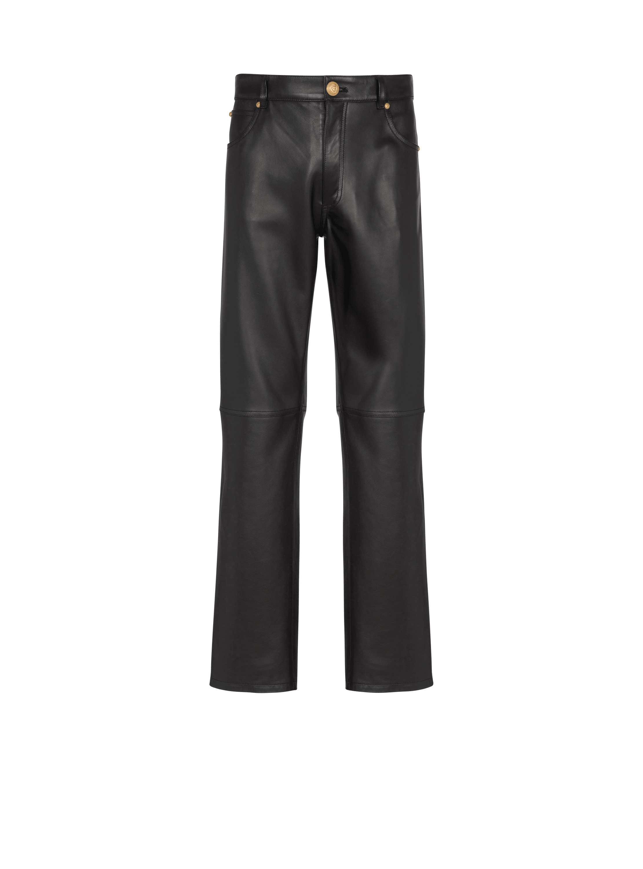 Pantalon en cuir noir Homme BALMAIN