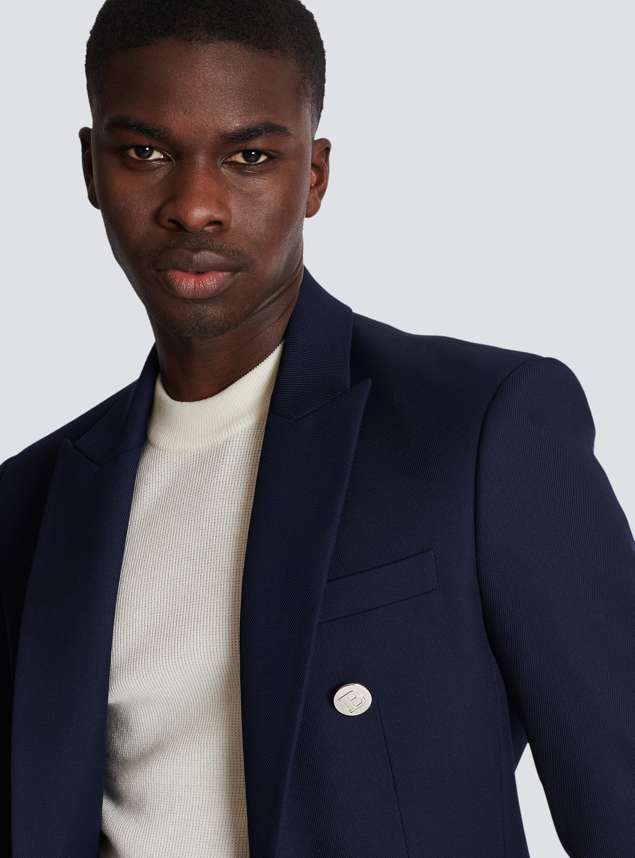 Men's Navy Wool Double-Breasted Blazer