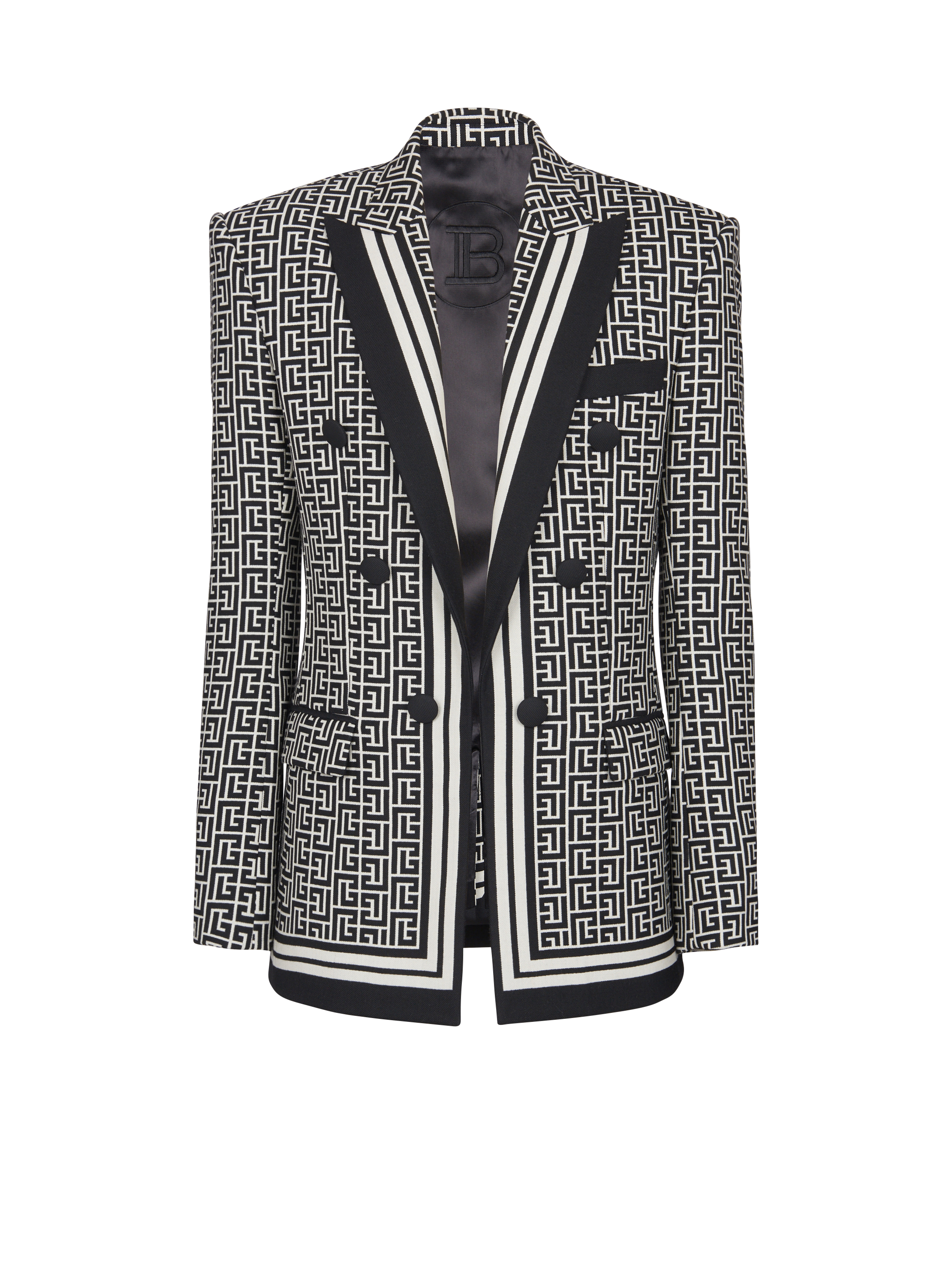 Shop Balmain Monogram-Embossed Jacket