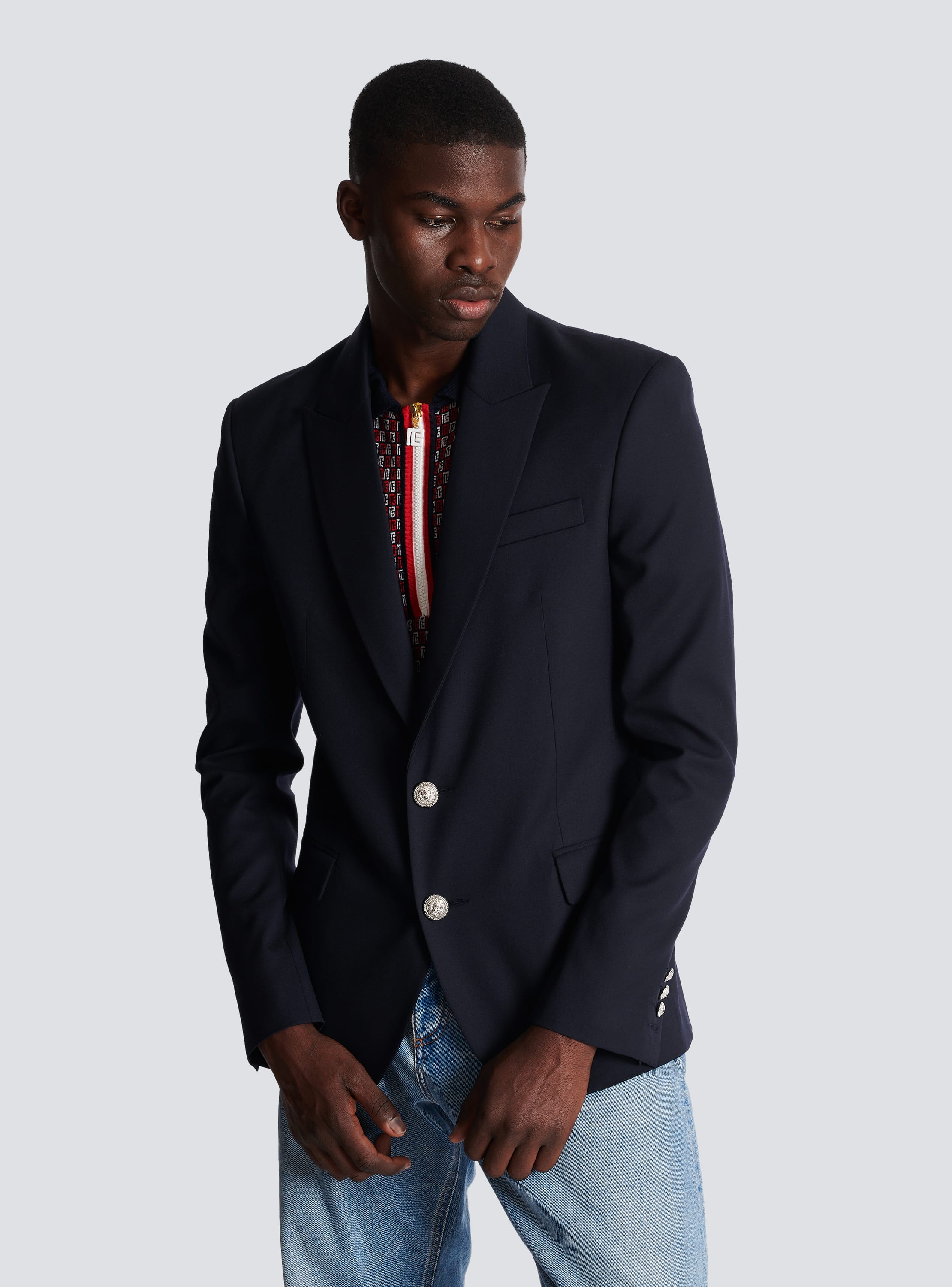 2-button wool jacket navy - Men | BALMAIN