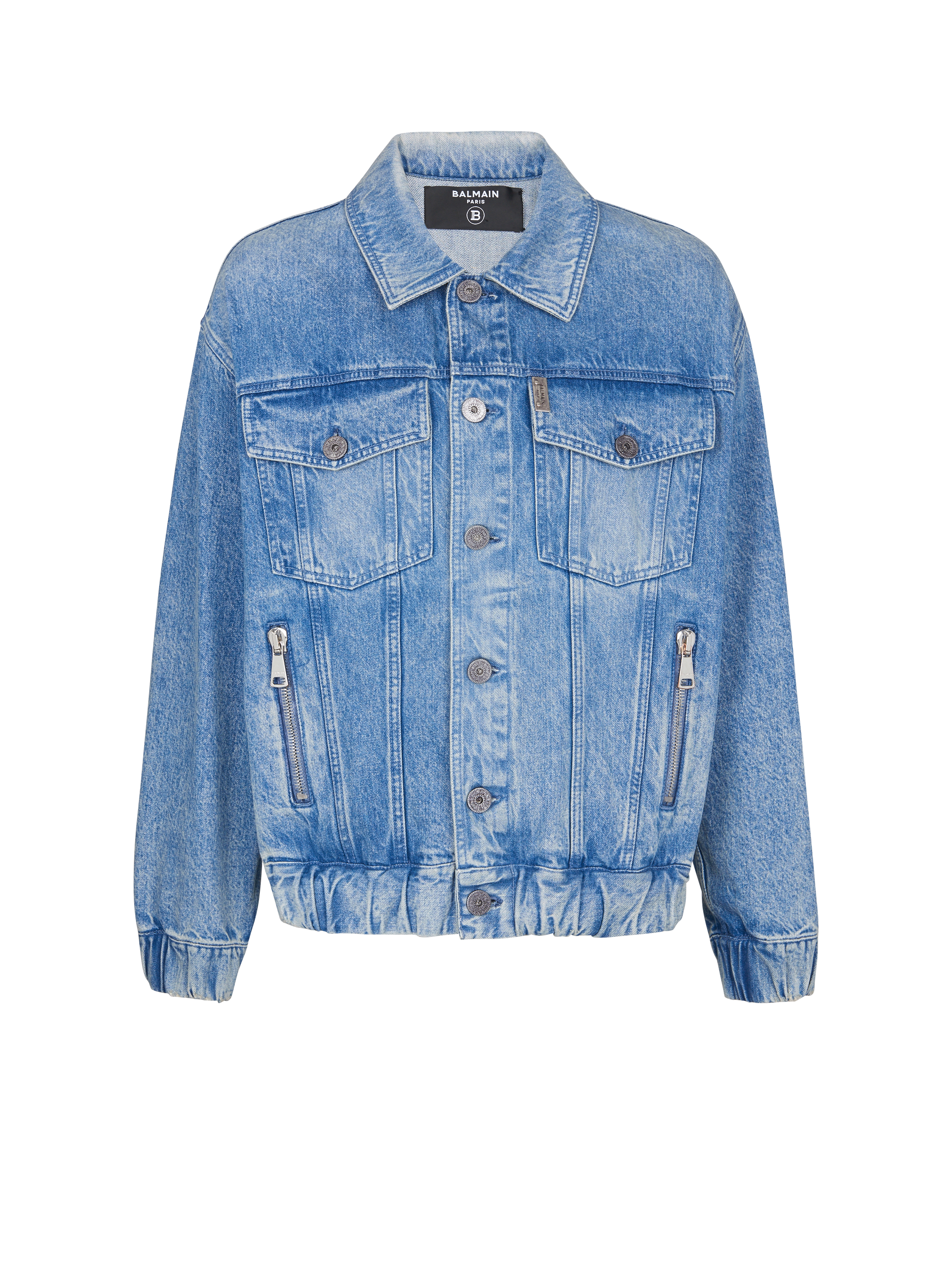 Balmain Paris Monogram Denim Jacket - Blue 52/US XL / Blue