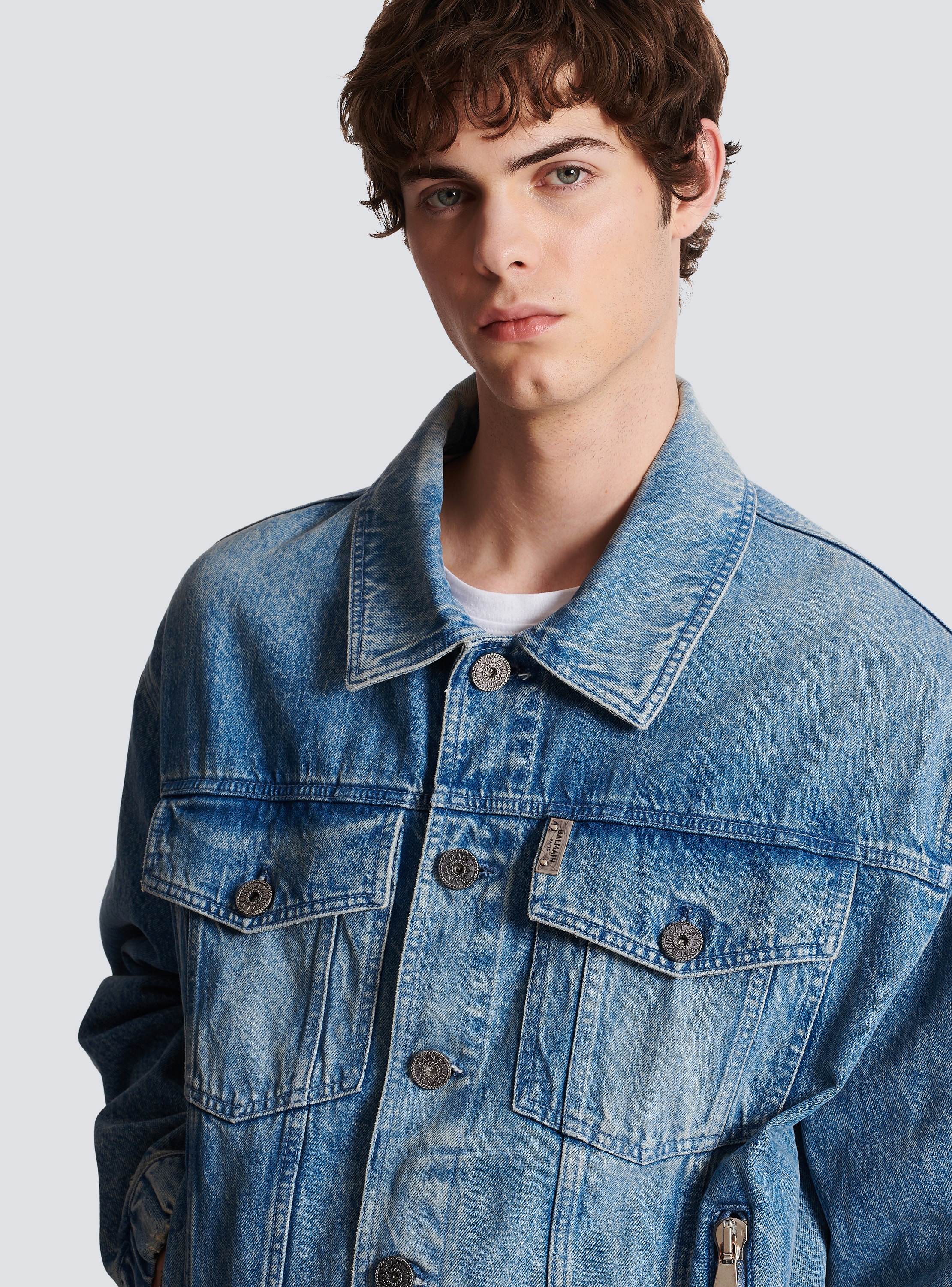 Blue Monogram denim jacket, Balmain