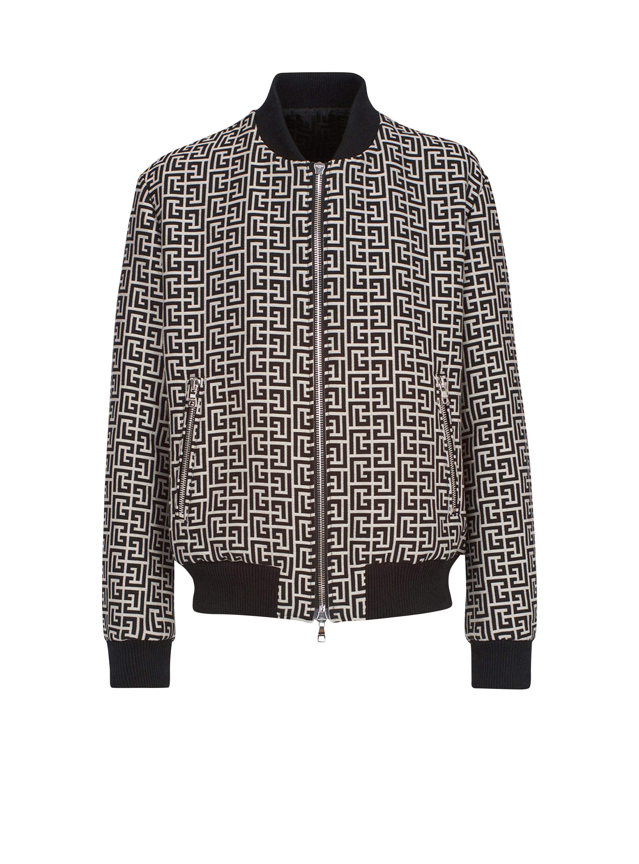 monogram-pattern reversible bomber jacket, Balmain