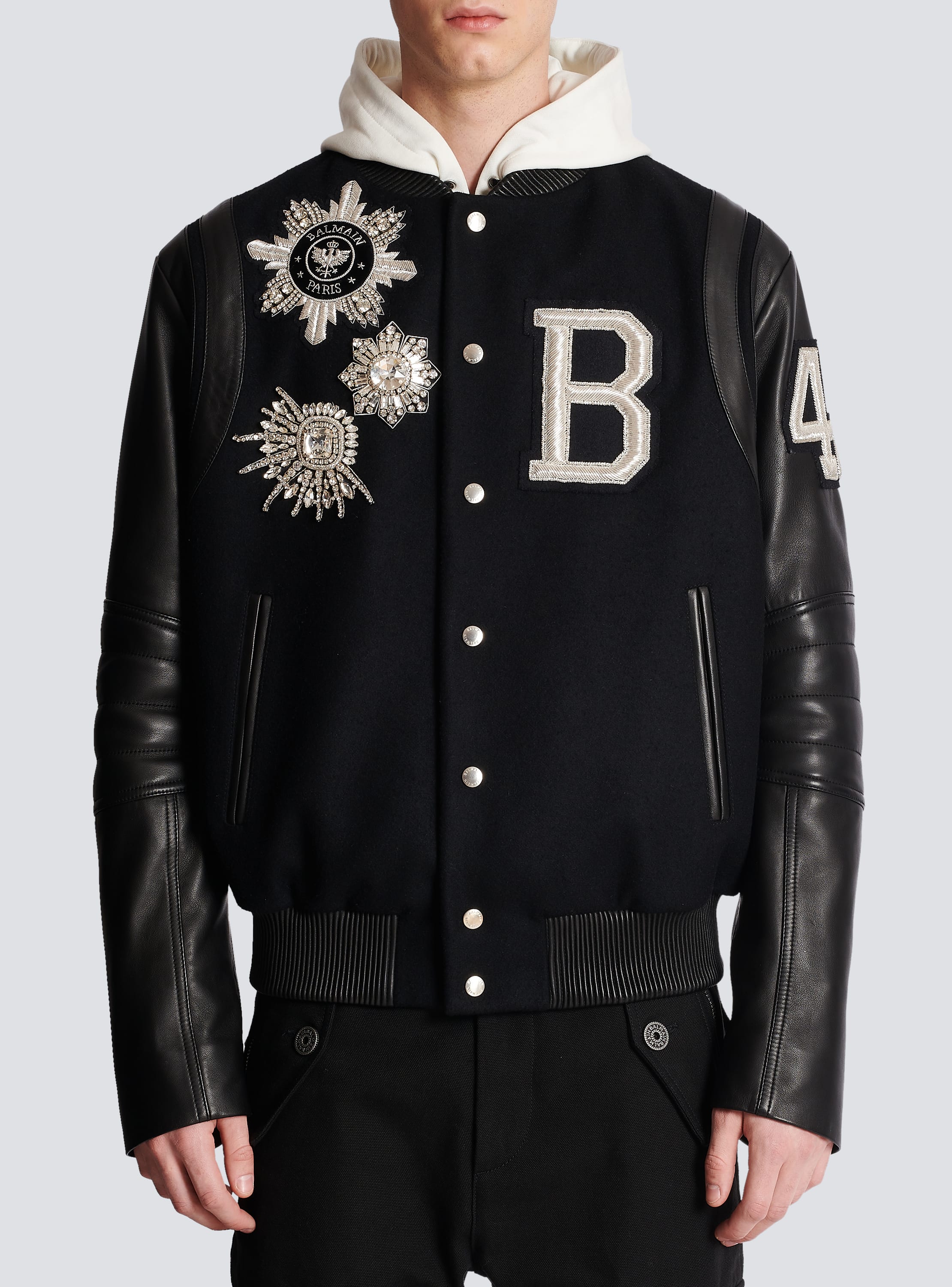 Balmain leather and wool jacket