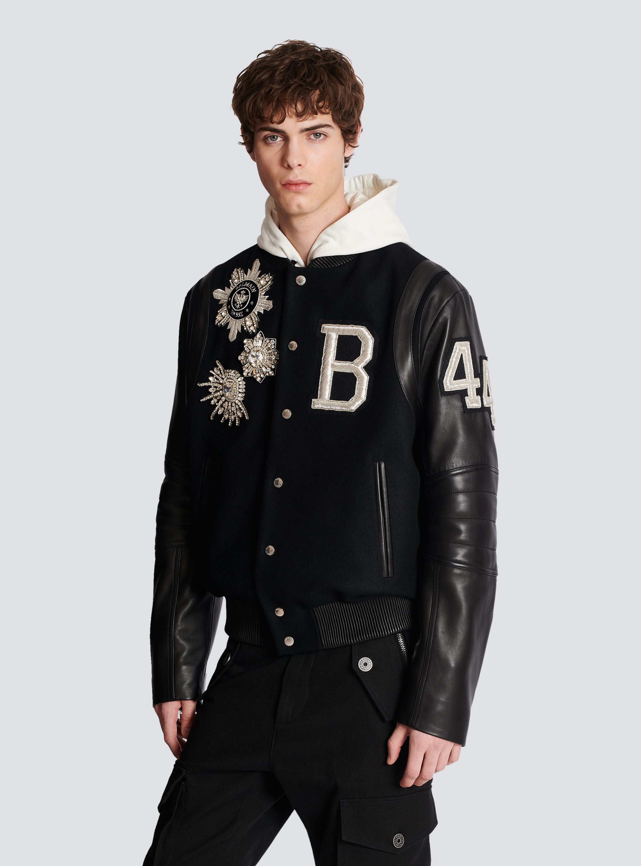 Balmain leather and wool jacket