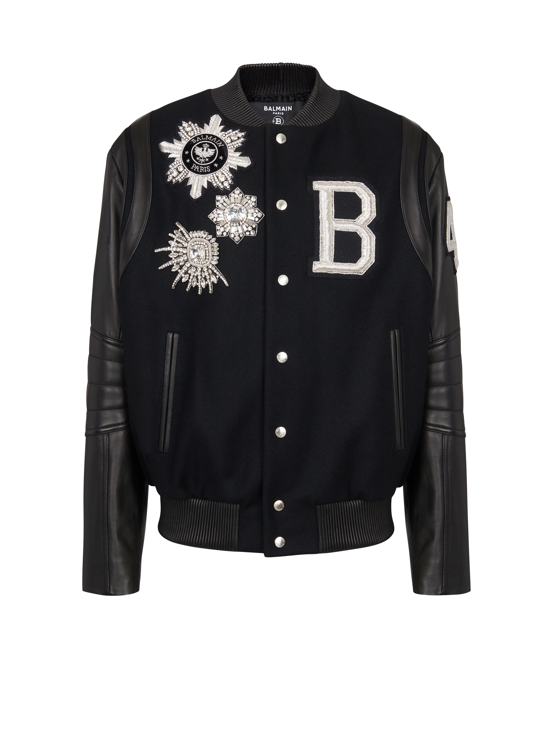 Balmain leather and wool jacket