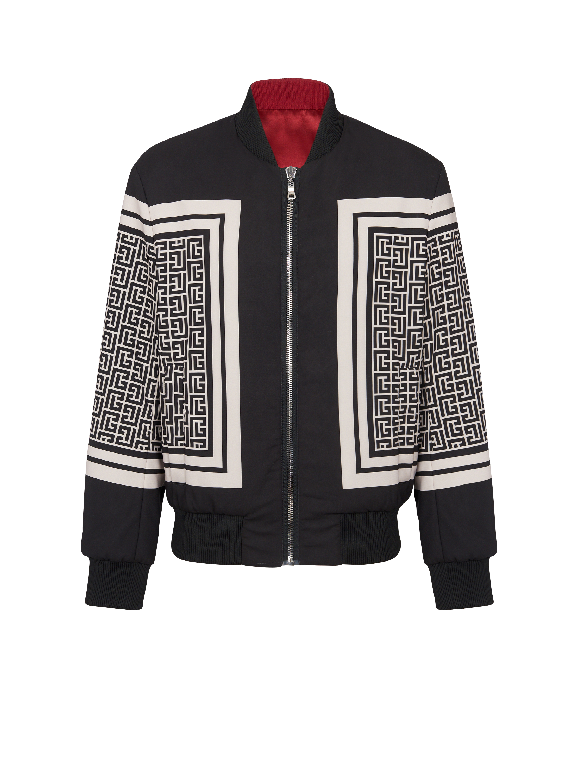 Reversible monogram and scarf bomber jacket black - Men | BALMAIN