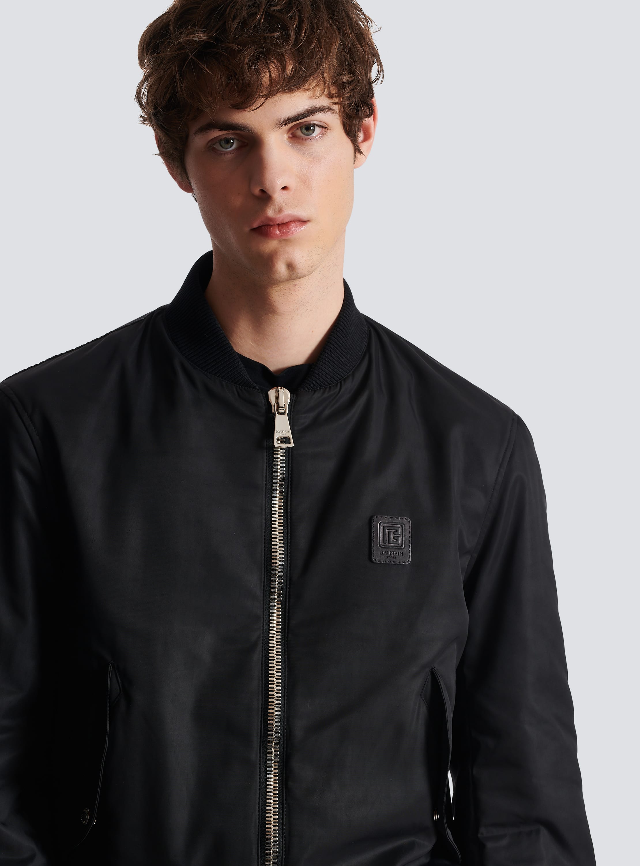 Balmain PB nylon bomber jacket black BALMAIN