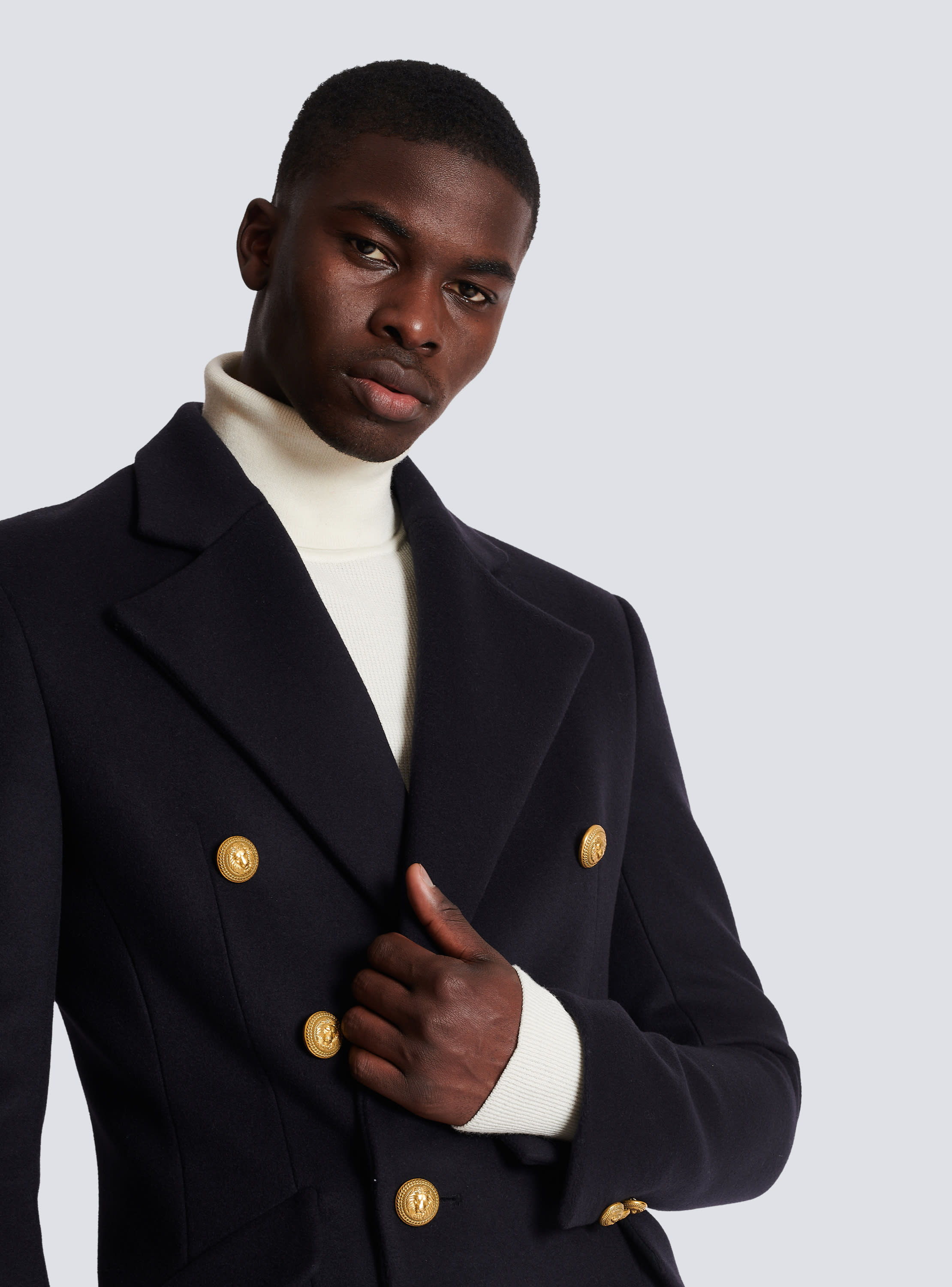 kompromis gå på pension Ende Long military-style coat navy - Men | BALMAIN