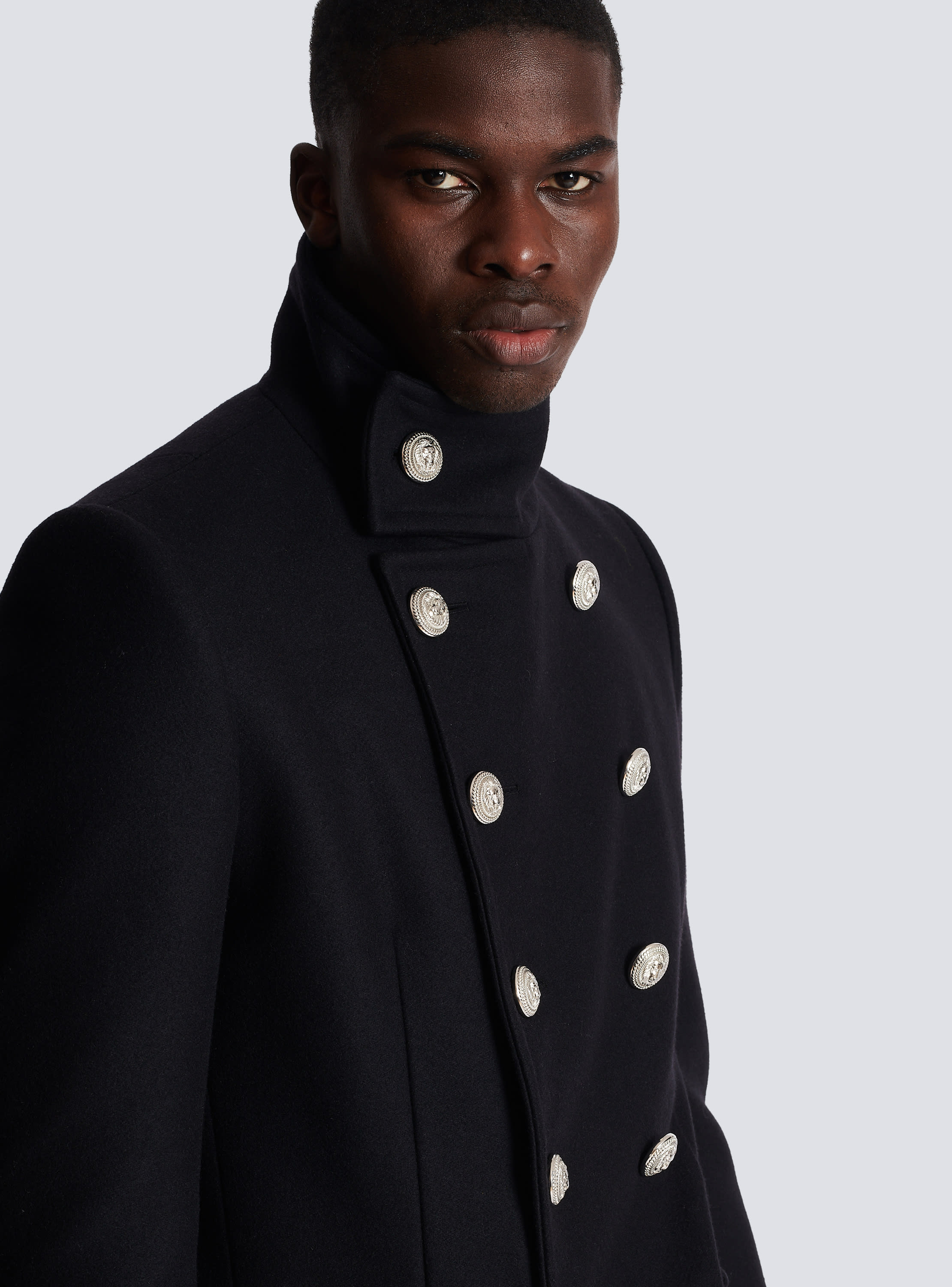 Mid-length military-style coat black - Men | BALMAIN