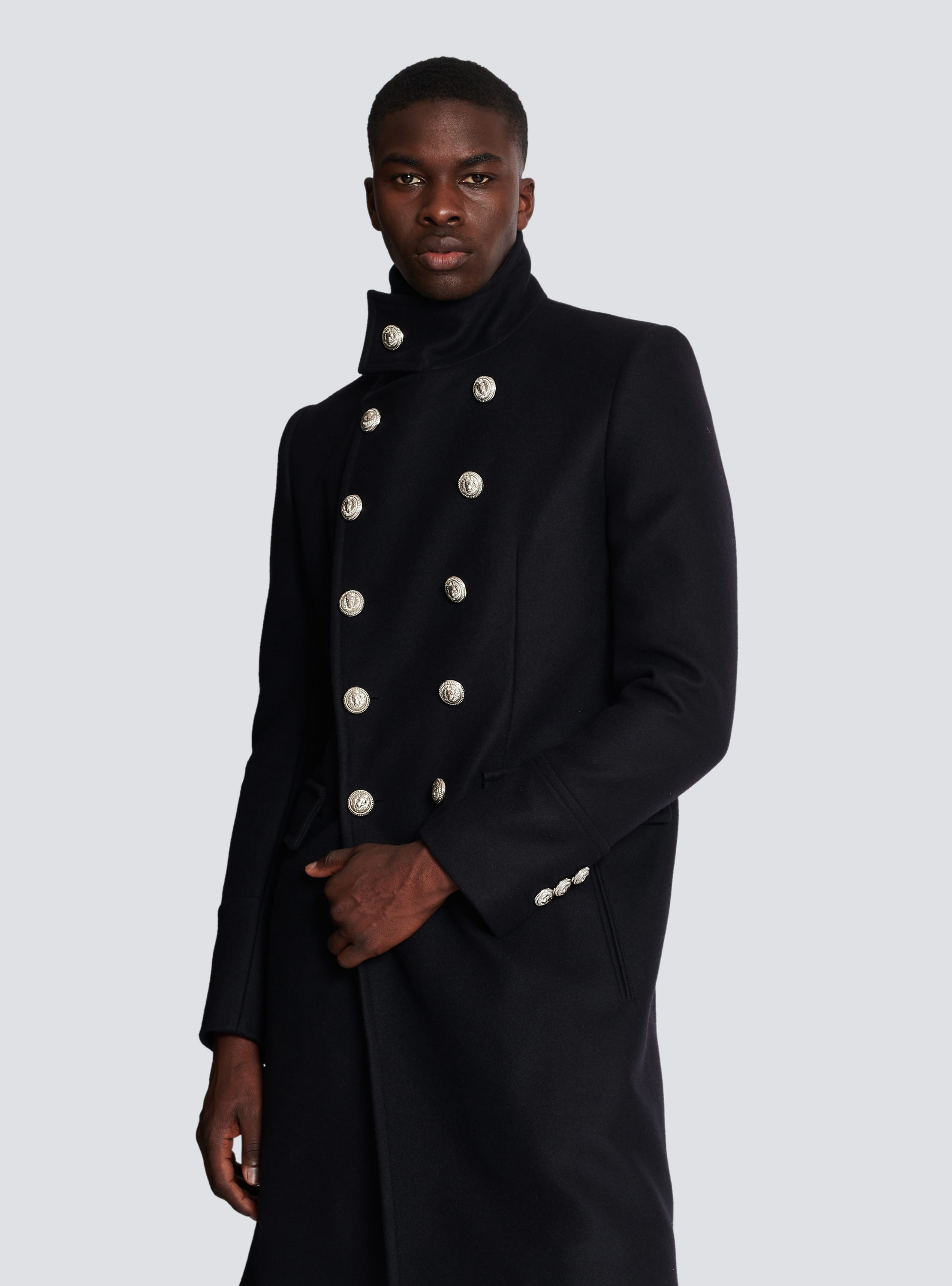 Black 2025 military overcoat