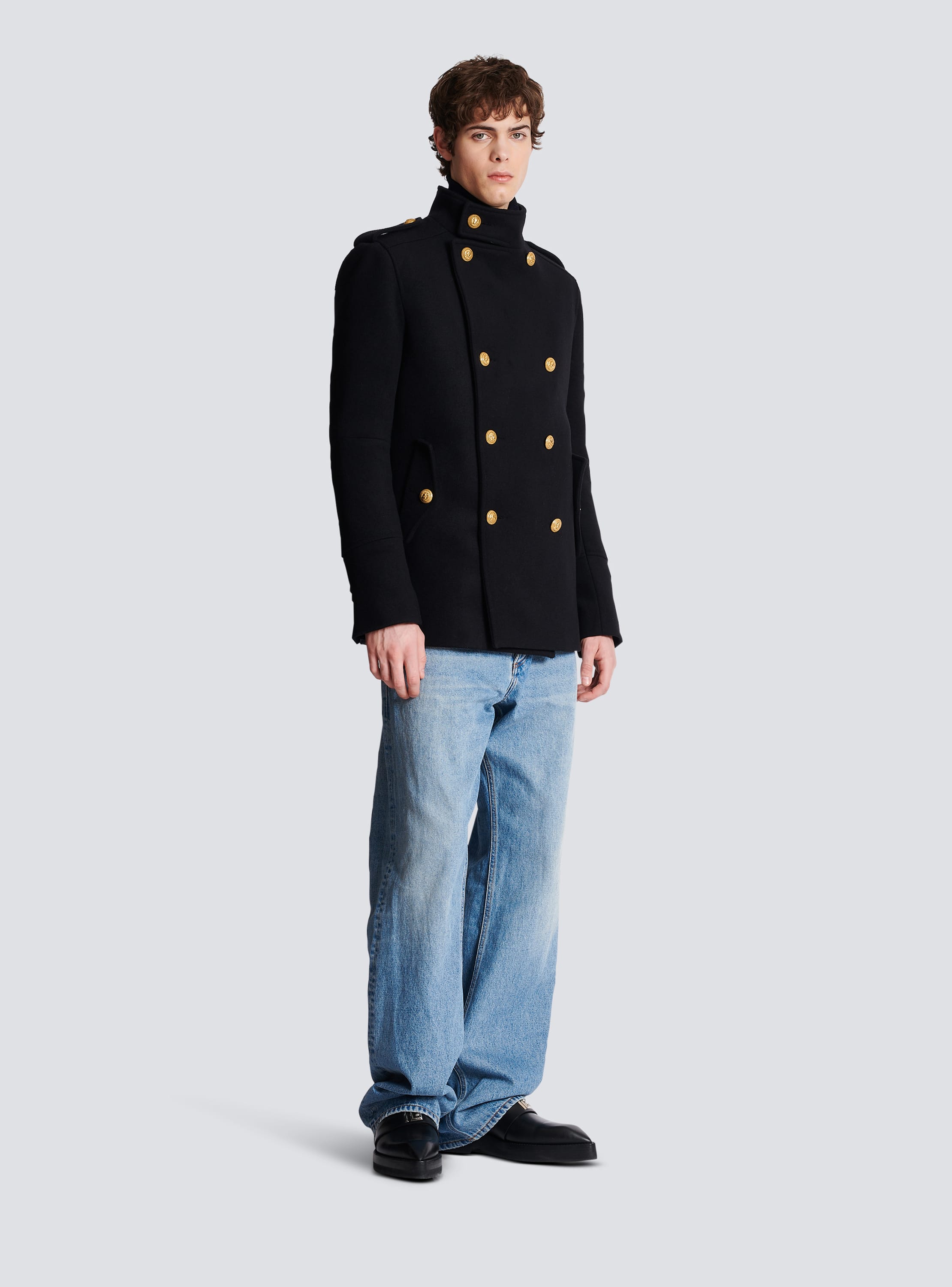 Military style pea coat best sale