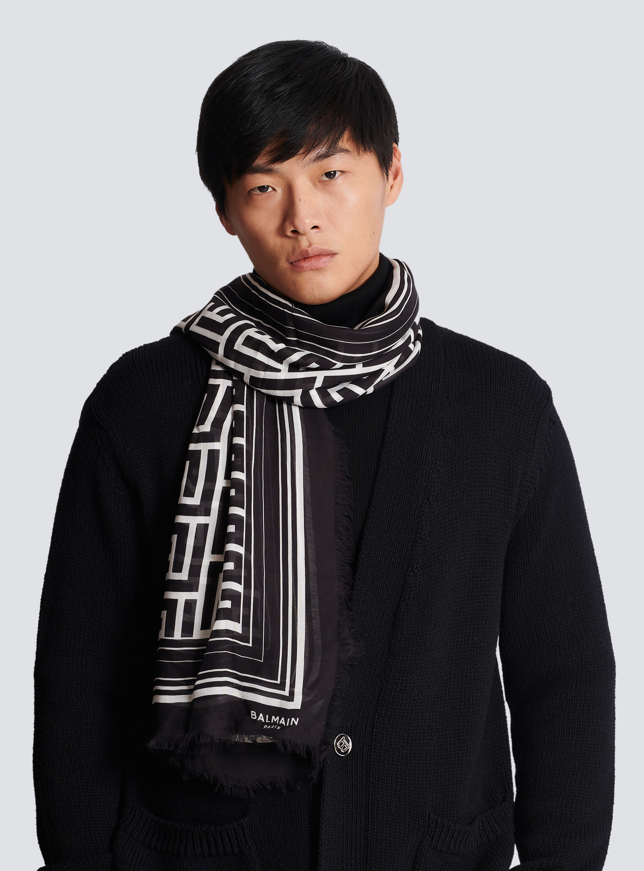 scarf with Balmain pattern - Men | BALMAIN
