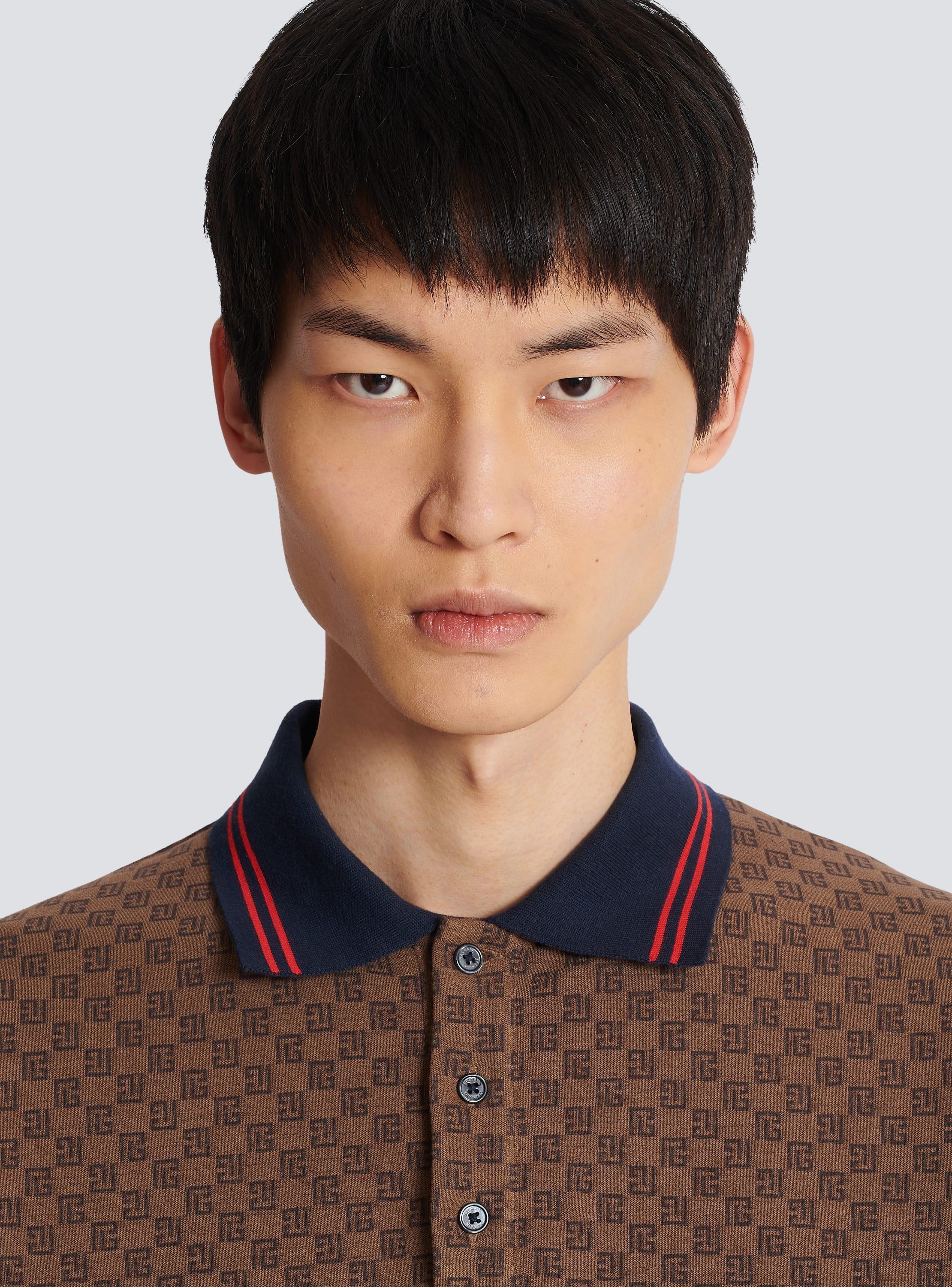 Balmain Brown Mini Monogram Polo