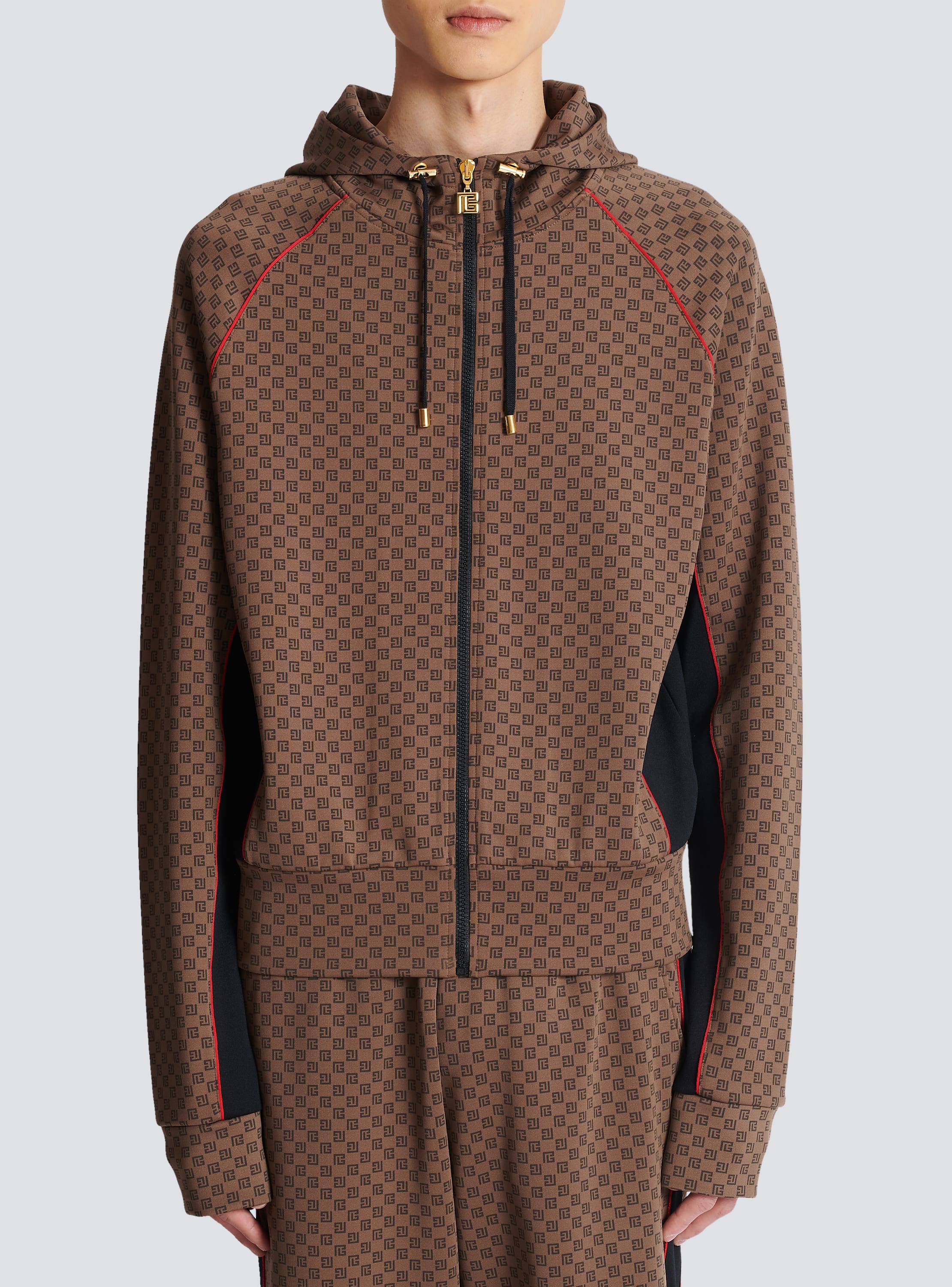 Balmain Monogram Hoodie in Brown