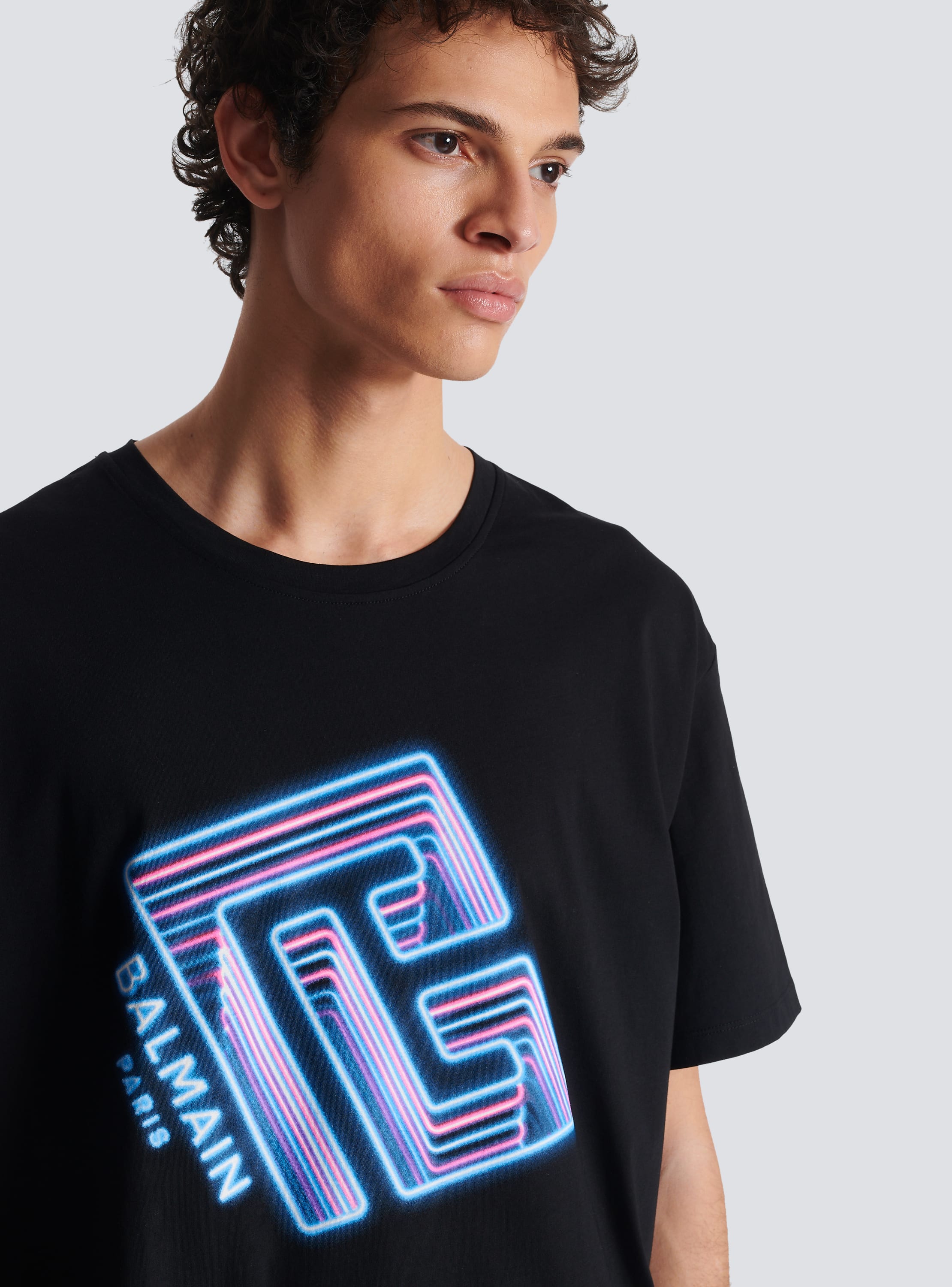 Neon logo T-shirt black - Men | BALMAIN