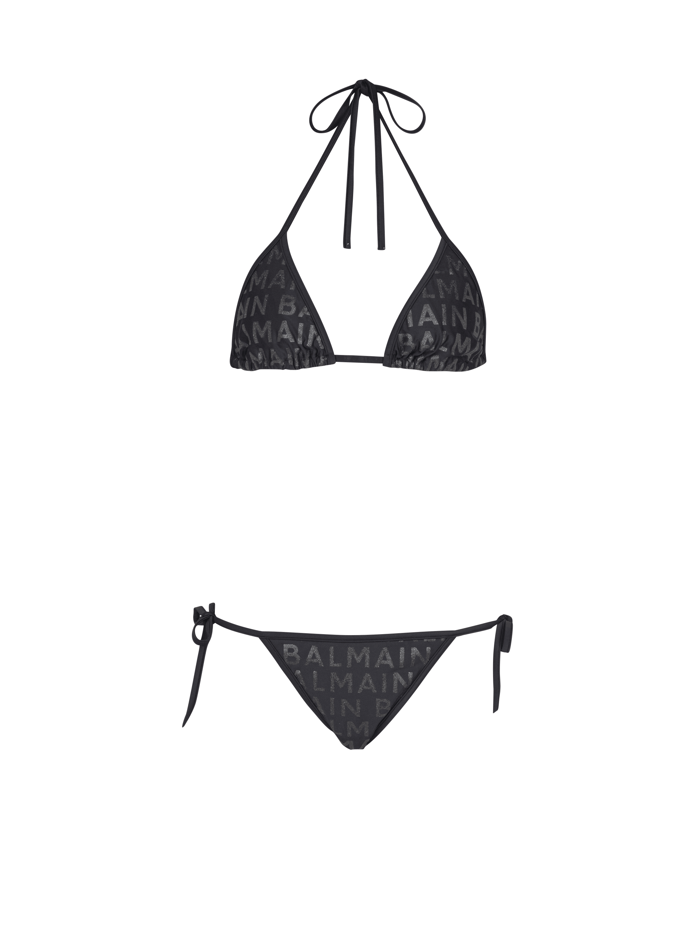 Two-piece swimsuit with Balmain logos