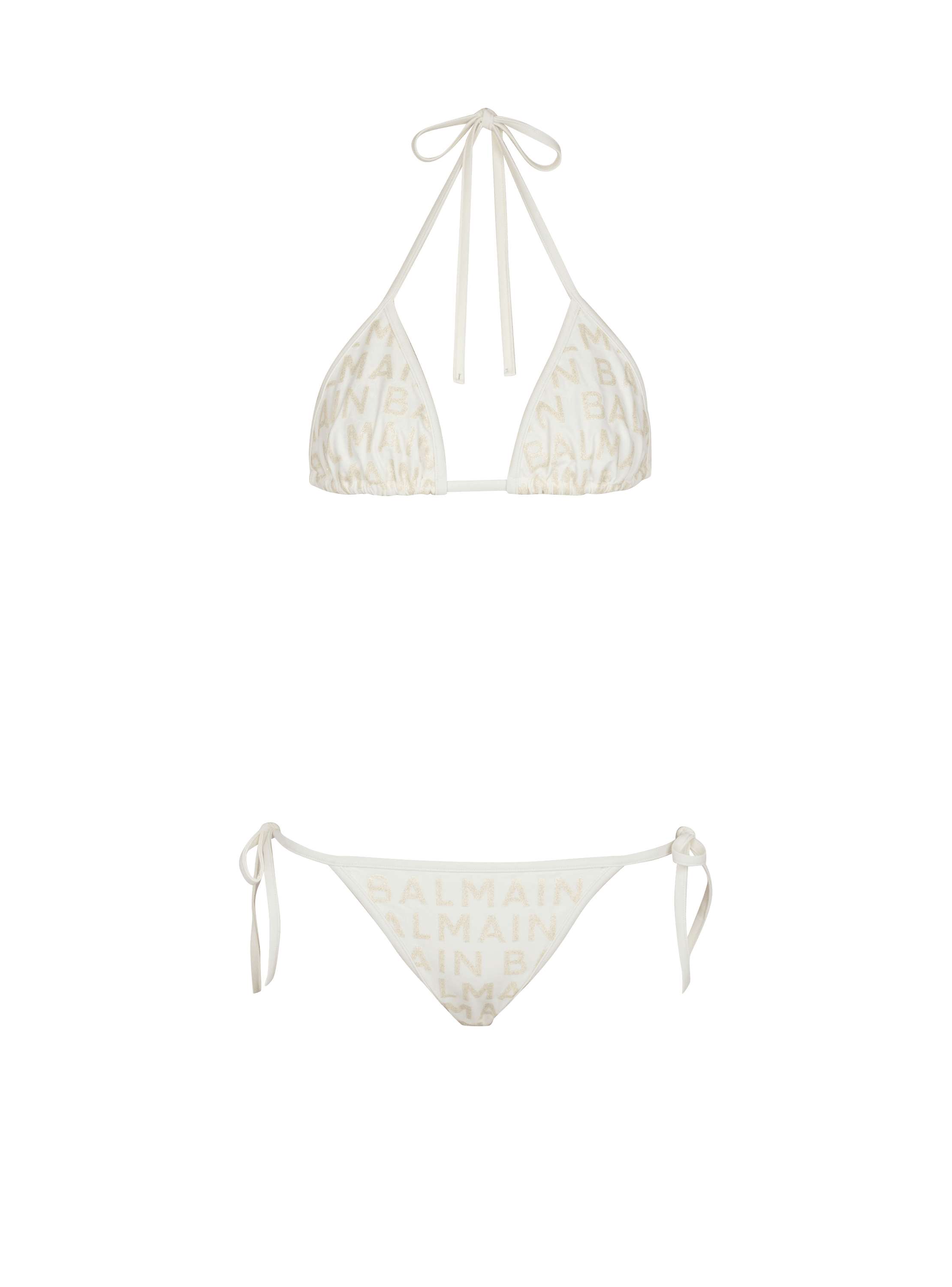 Two-piece swimsuit with Balmain logos