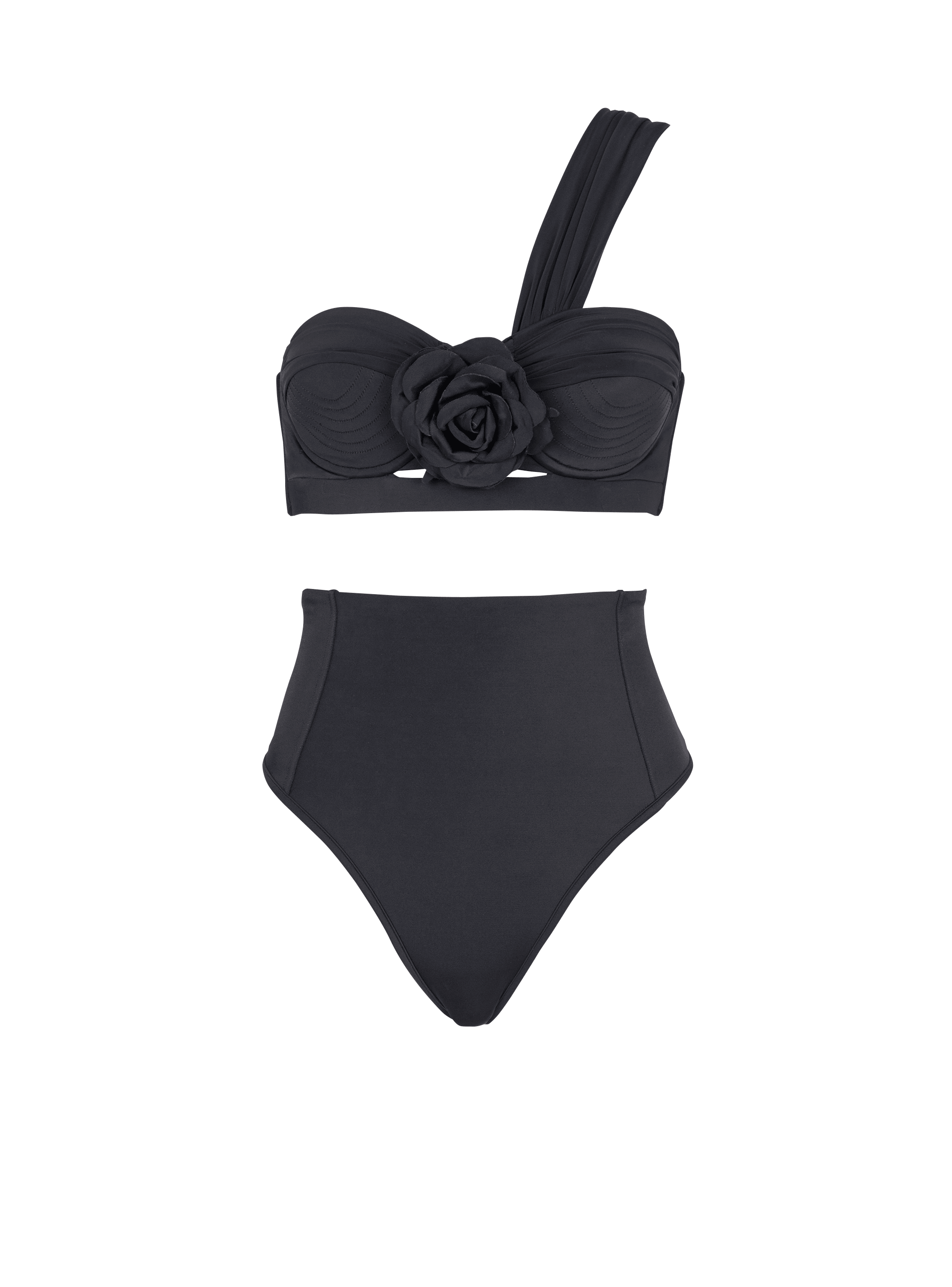 Asymmetric two piece swimming costume black Women BALMAIN