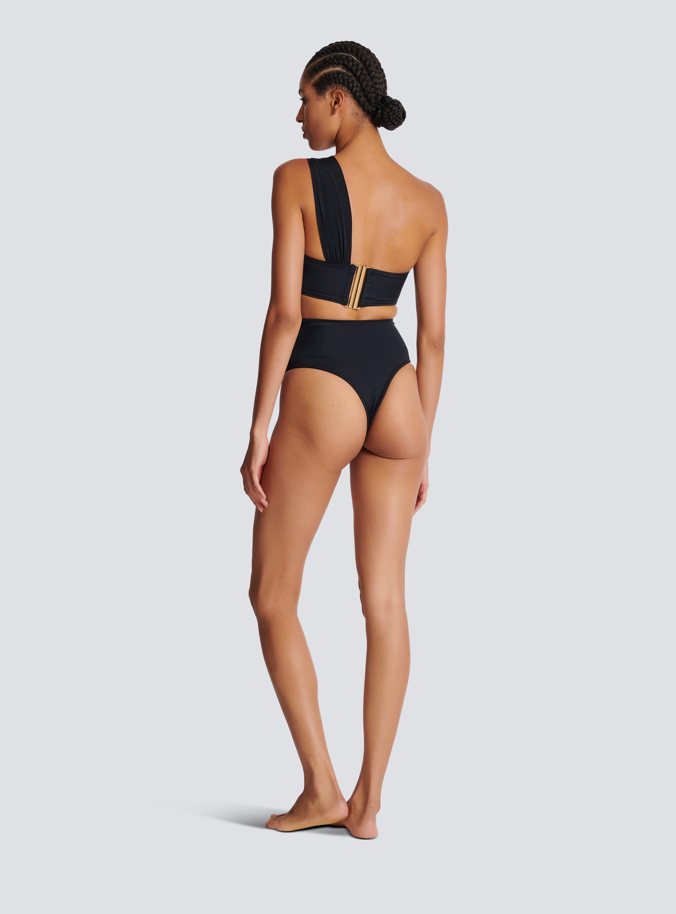 Maillot de bain deux pieces asymetrique noir Femme BALMAIN