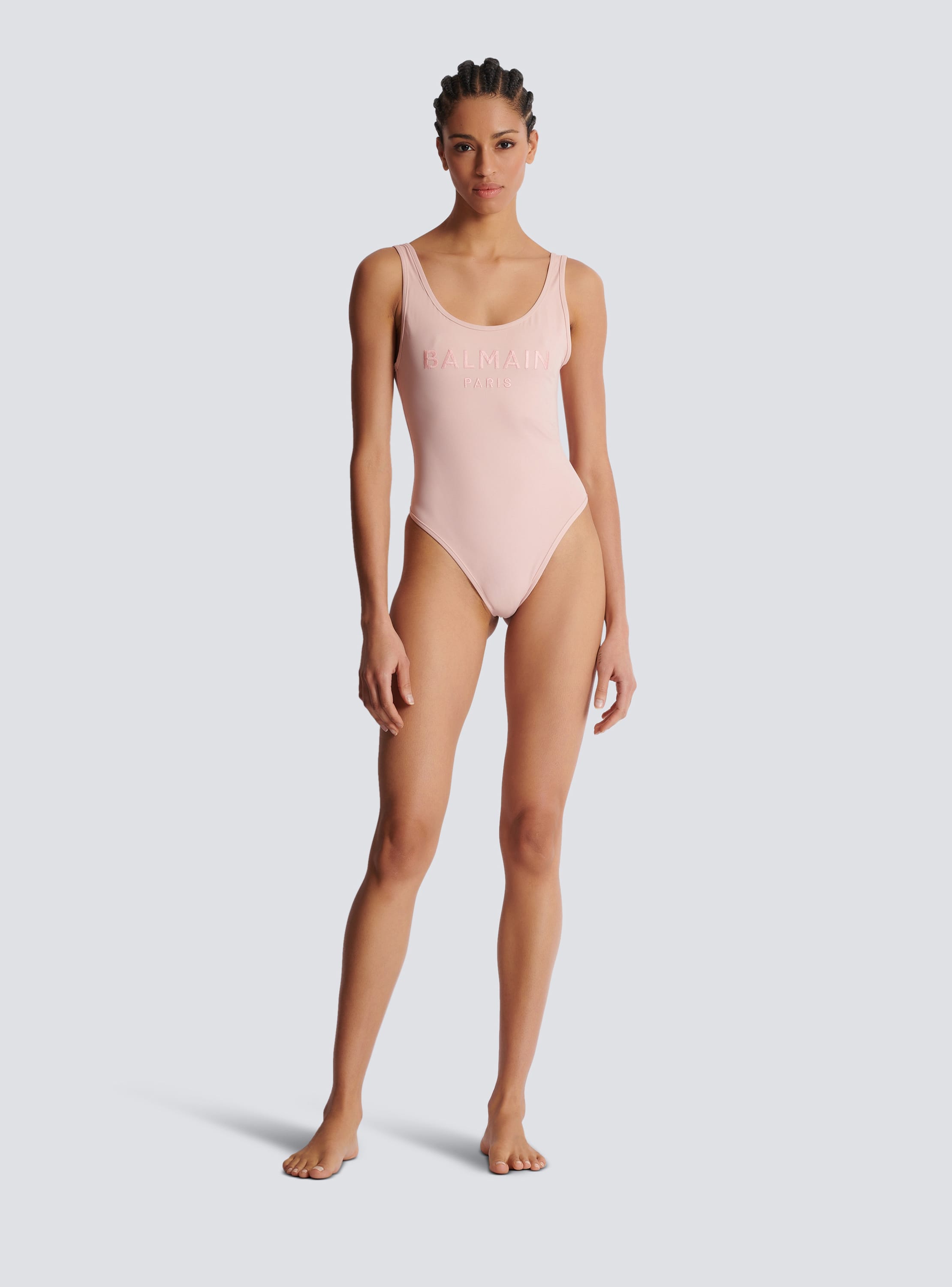 One-piece swimsuit with Balmain Paris embroidery