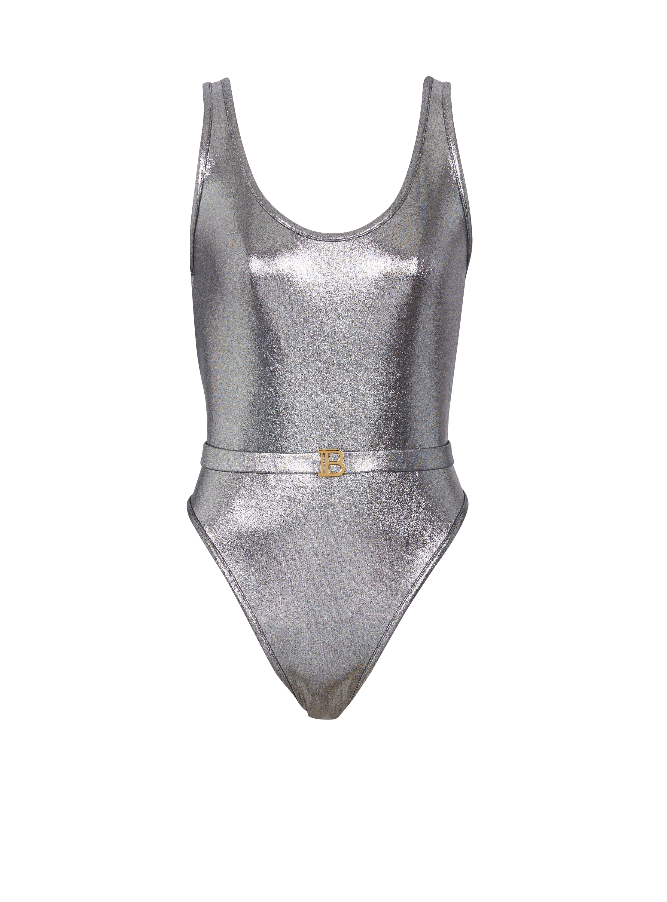 B metallic swimsuit silver Women BALMAIN