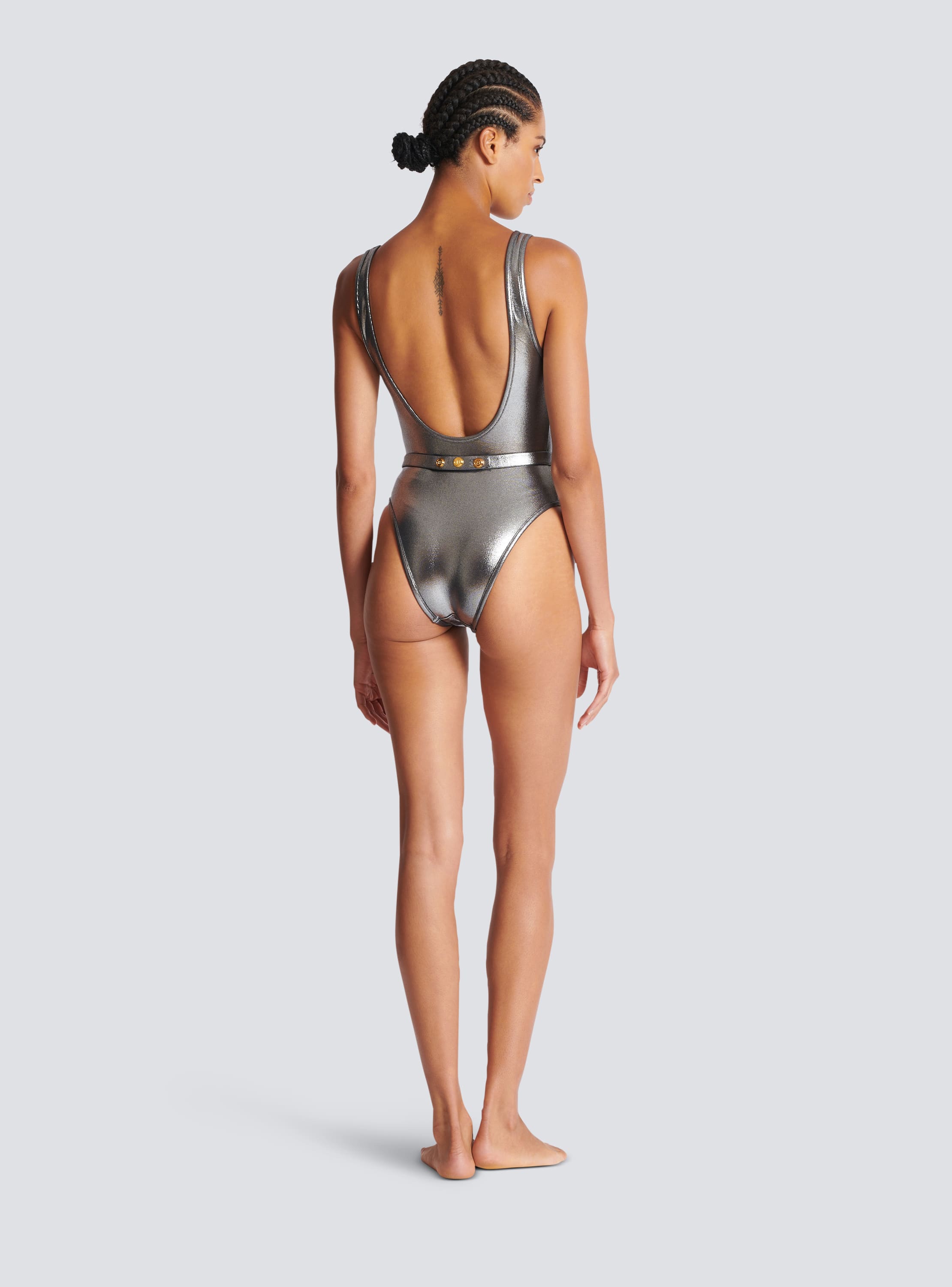 B metallic swimsuit silver Women BALMAIN