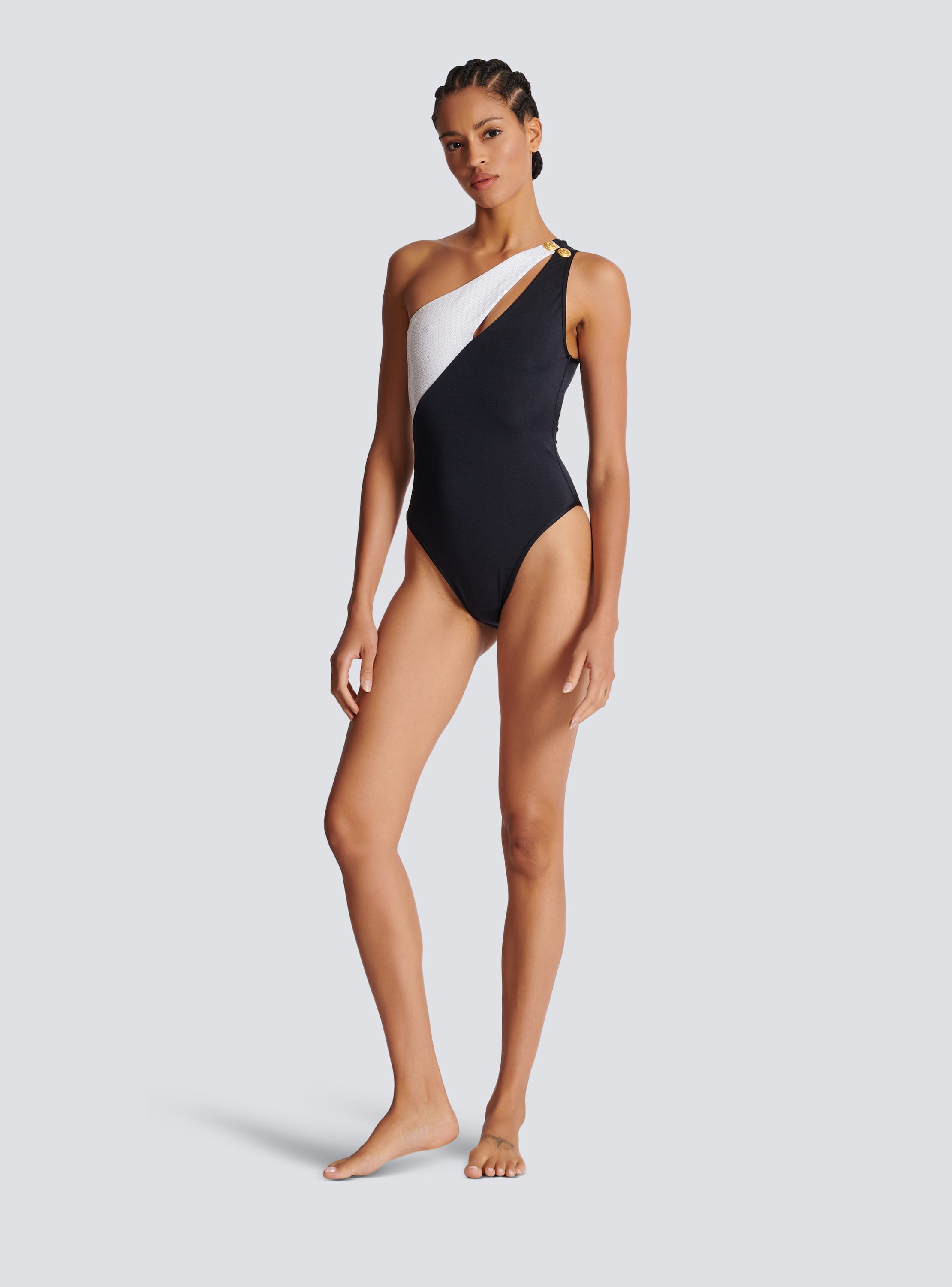 Asymmetric Balmain swimsuit