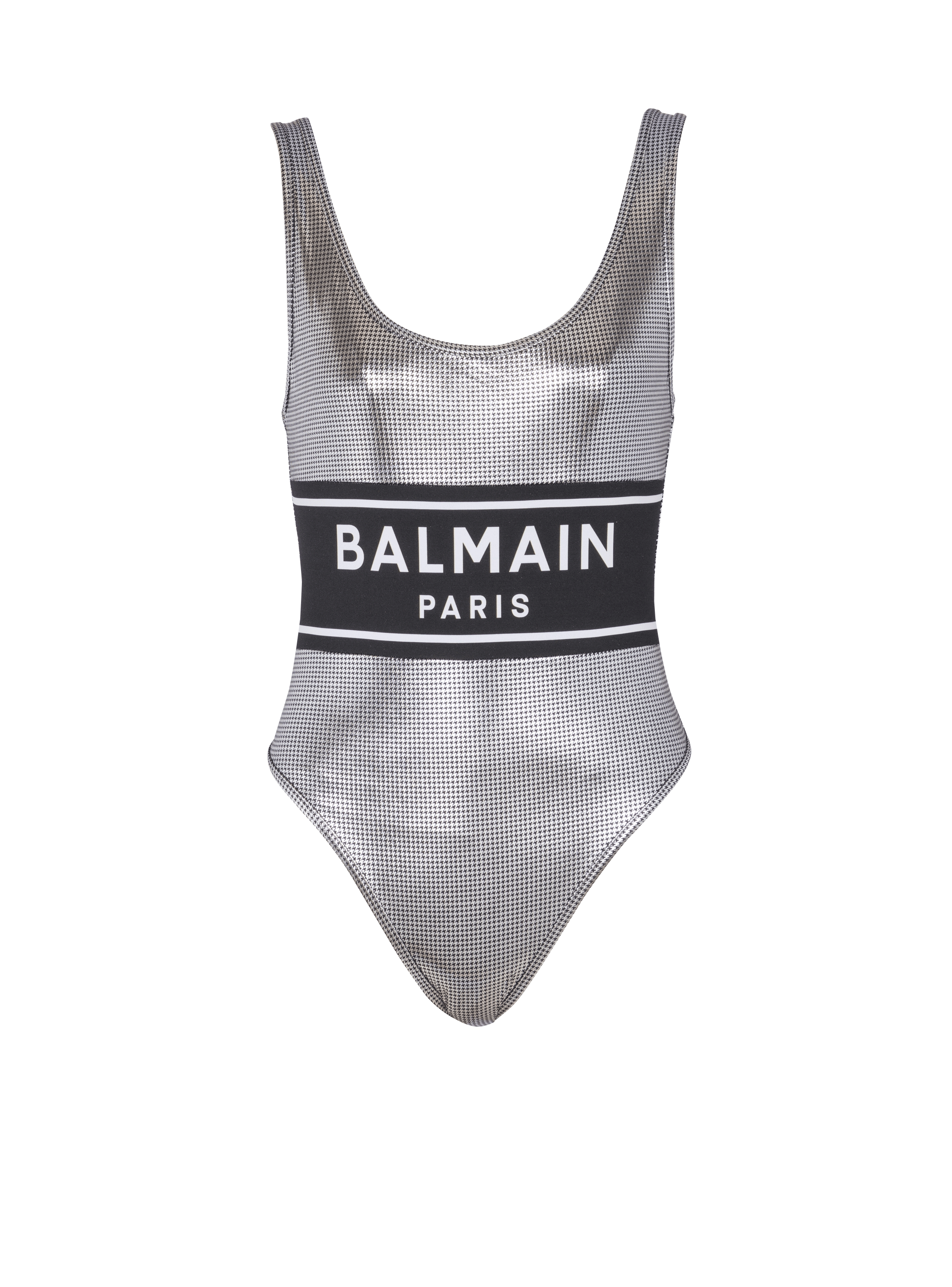 Bicolor jacquard bodysuit with Balmain monogram black - Women