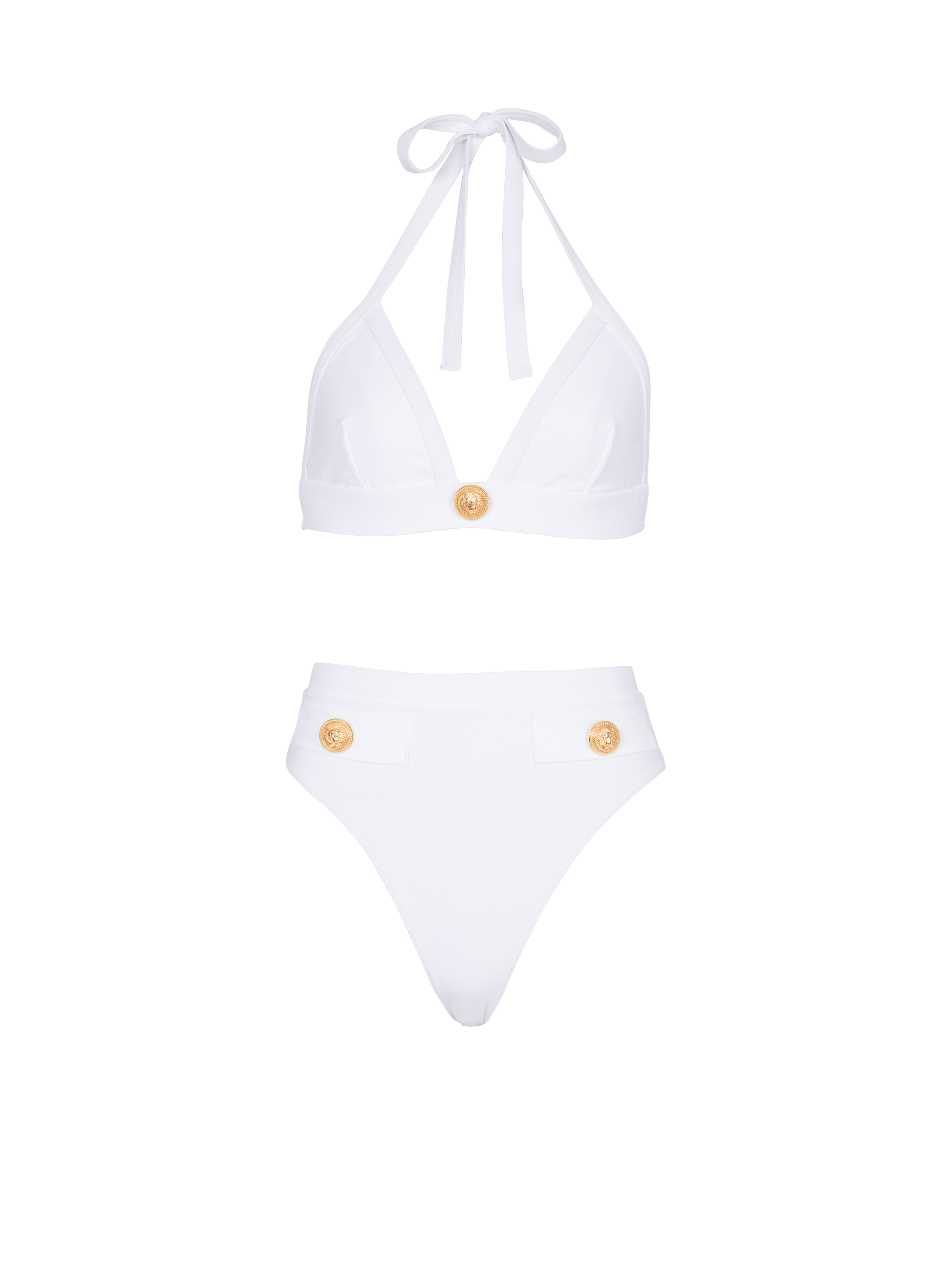 Two-piece swimming costume with buttons