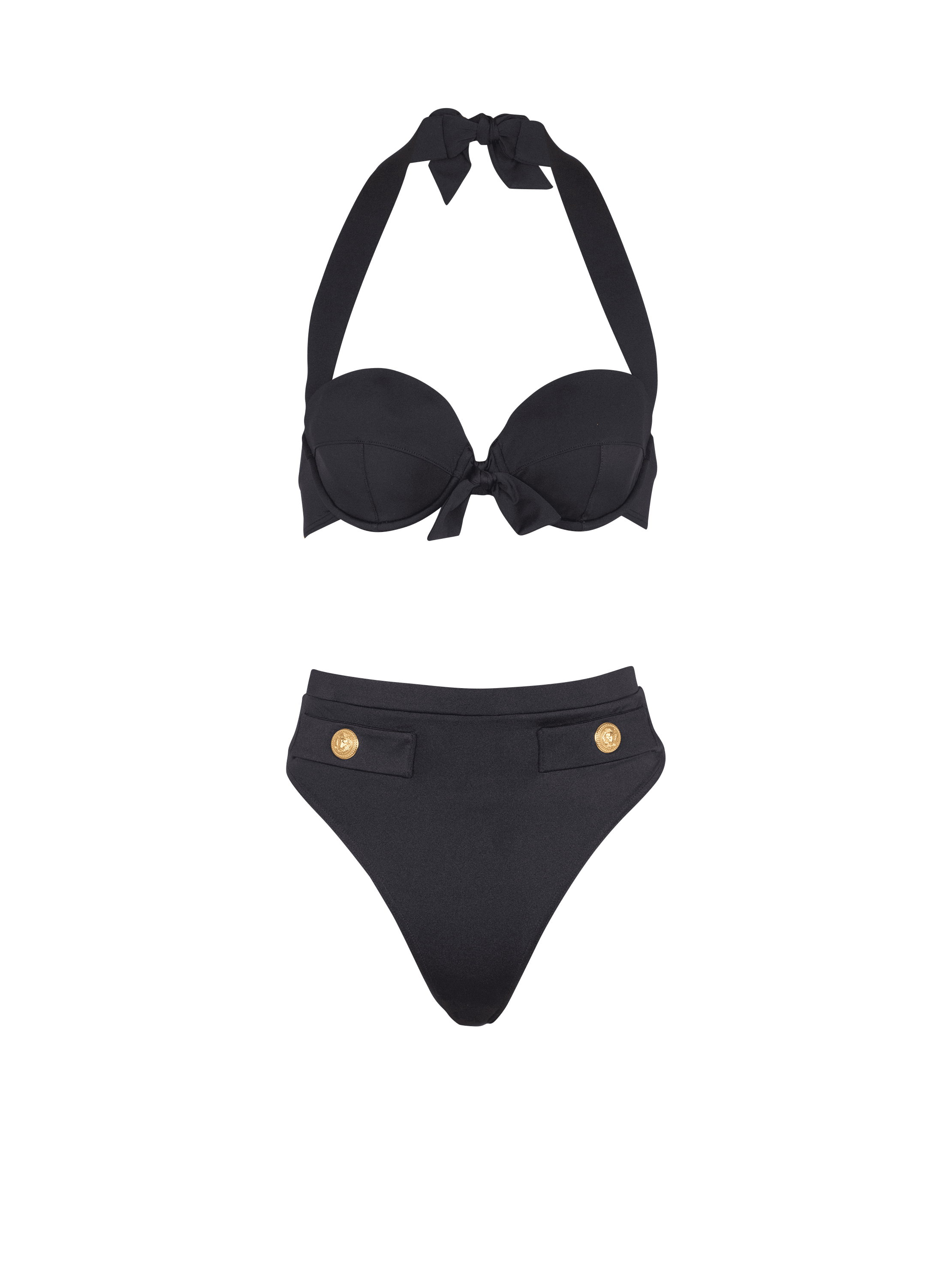 Two-piece swimsuit with buttons