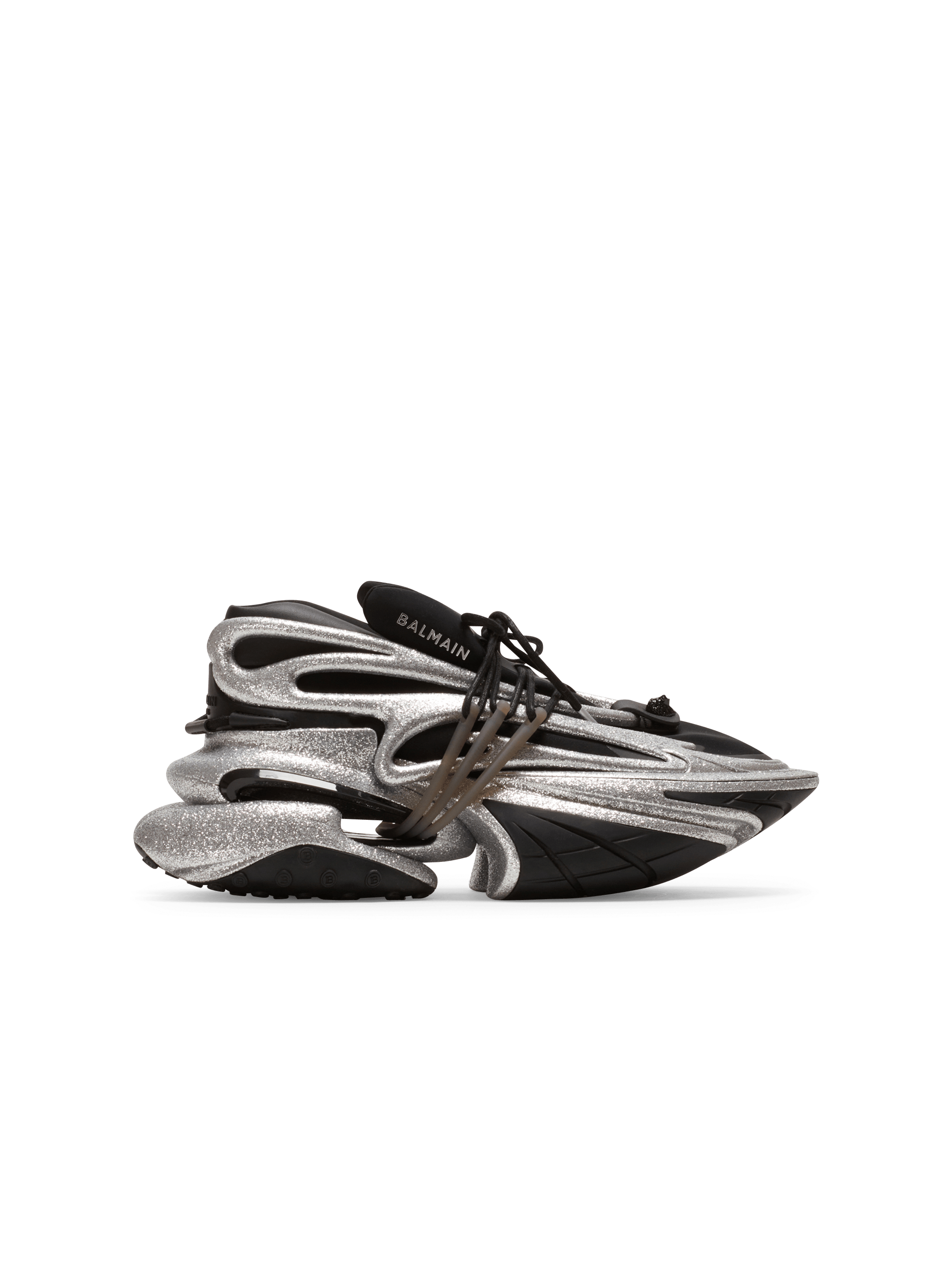 Sneakers Unicorn in neoprene e pelle, argento, hi-res