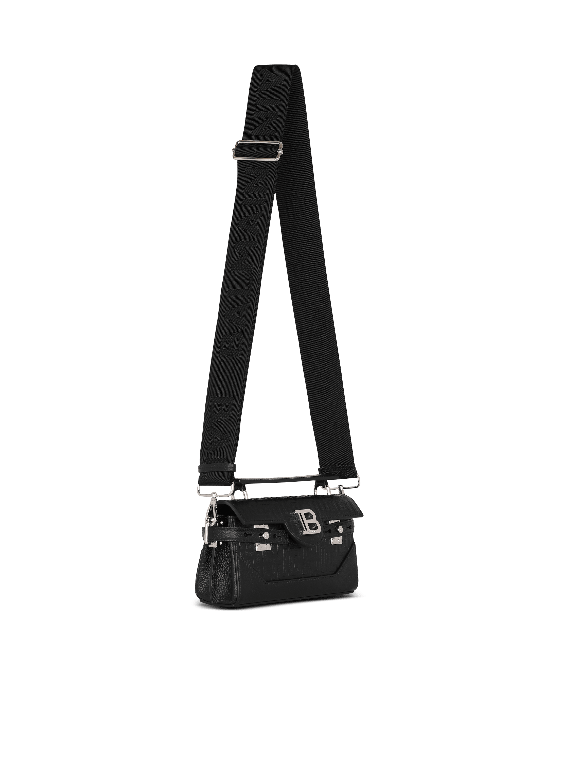 Balmain B-buzz 19 Monogram Fabric Bag in Black