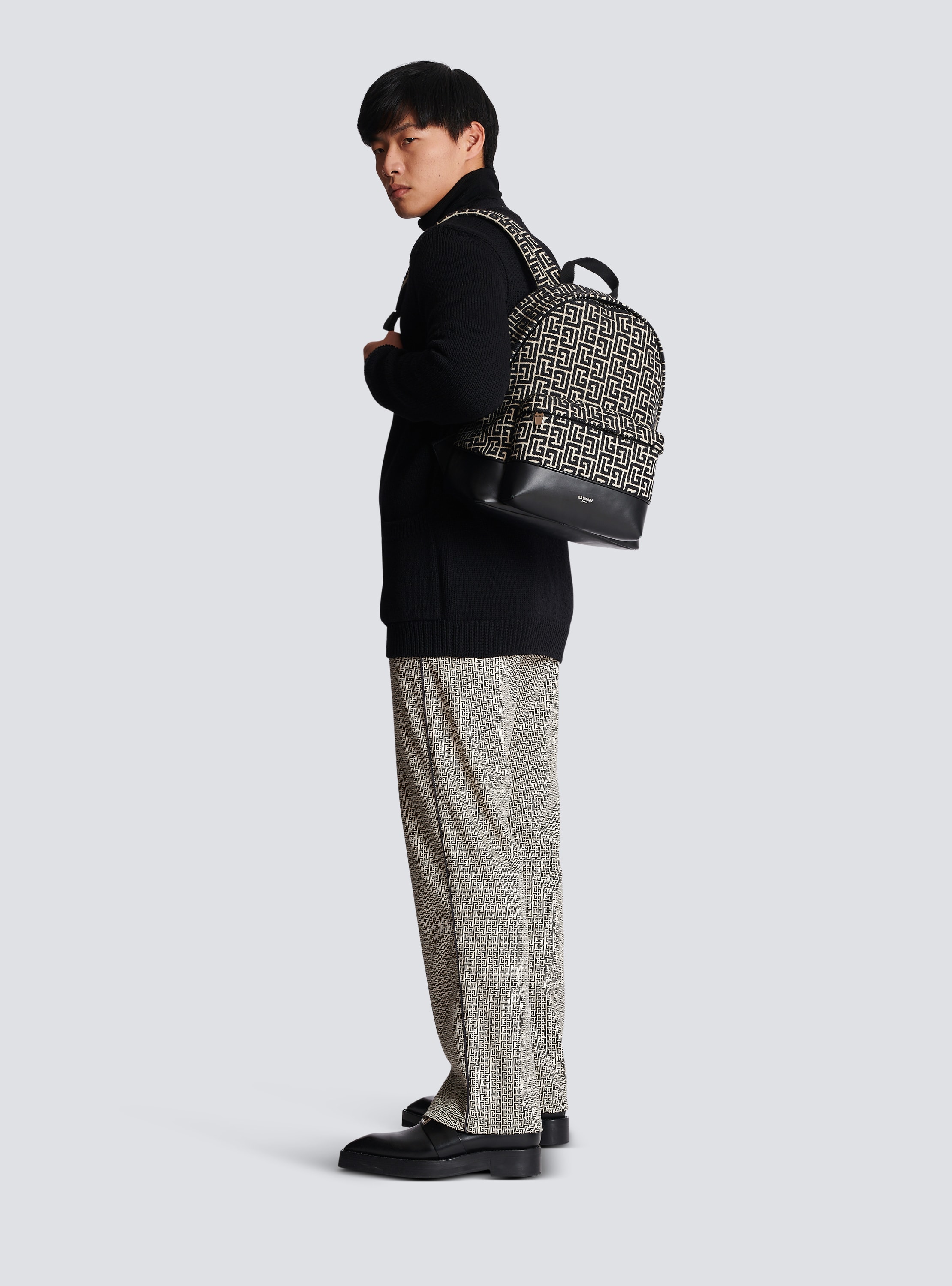 Monogram Jacquard Backpack in Black - Men