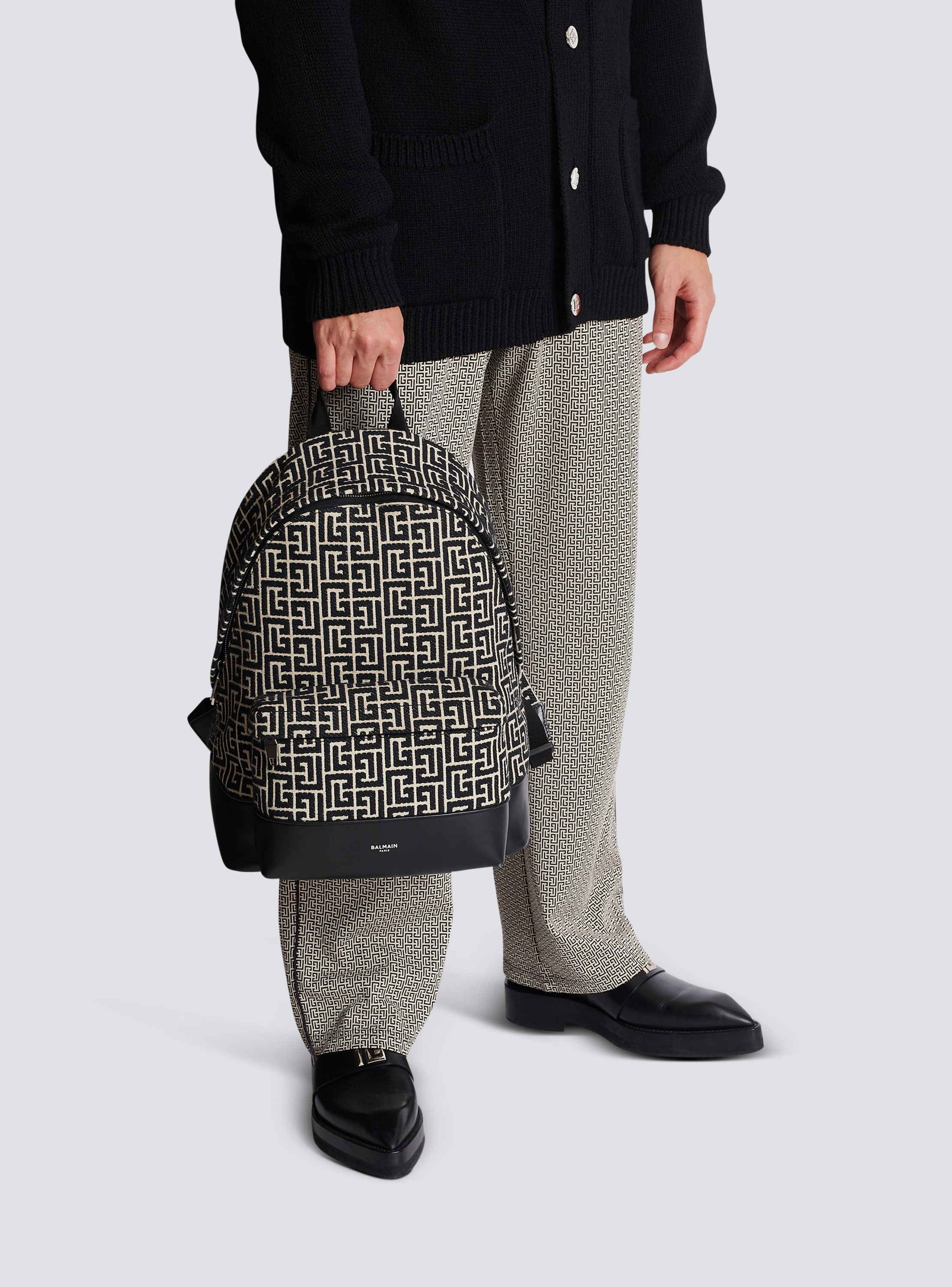 Backpack with jacquard monogram black - Men