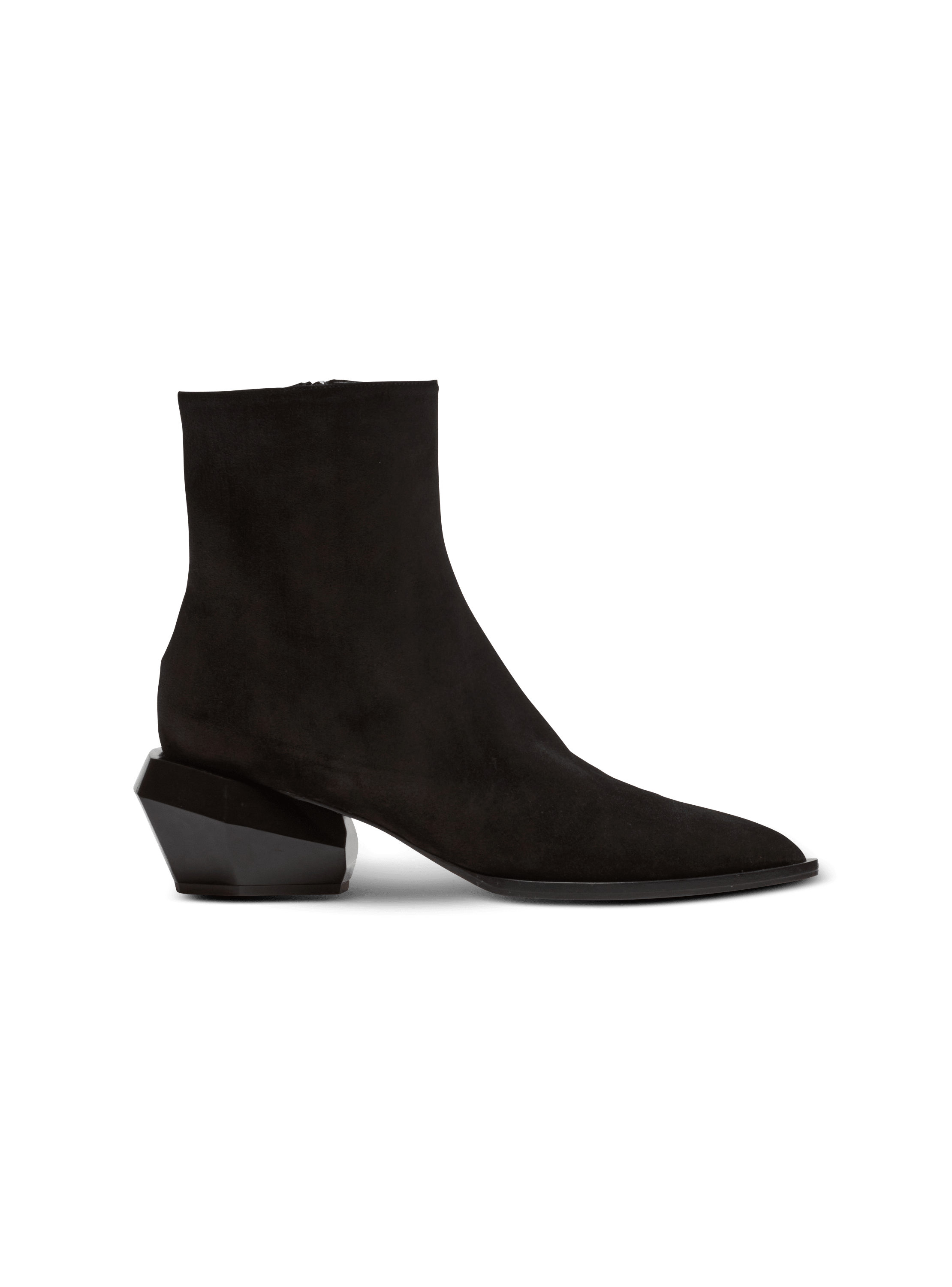 Billy suede ankle boots with diamond heel, black, hi-res