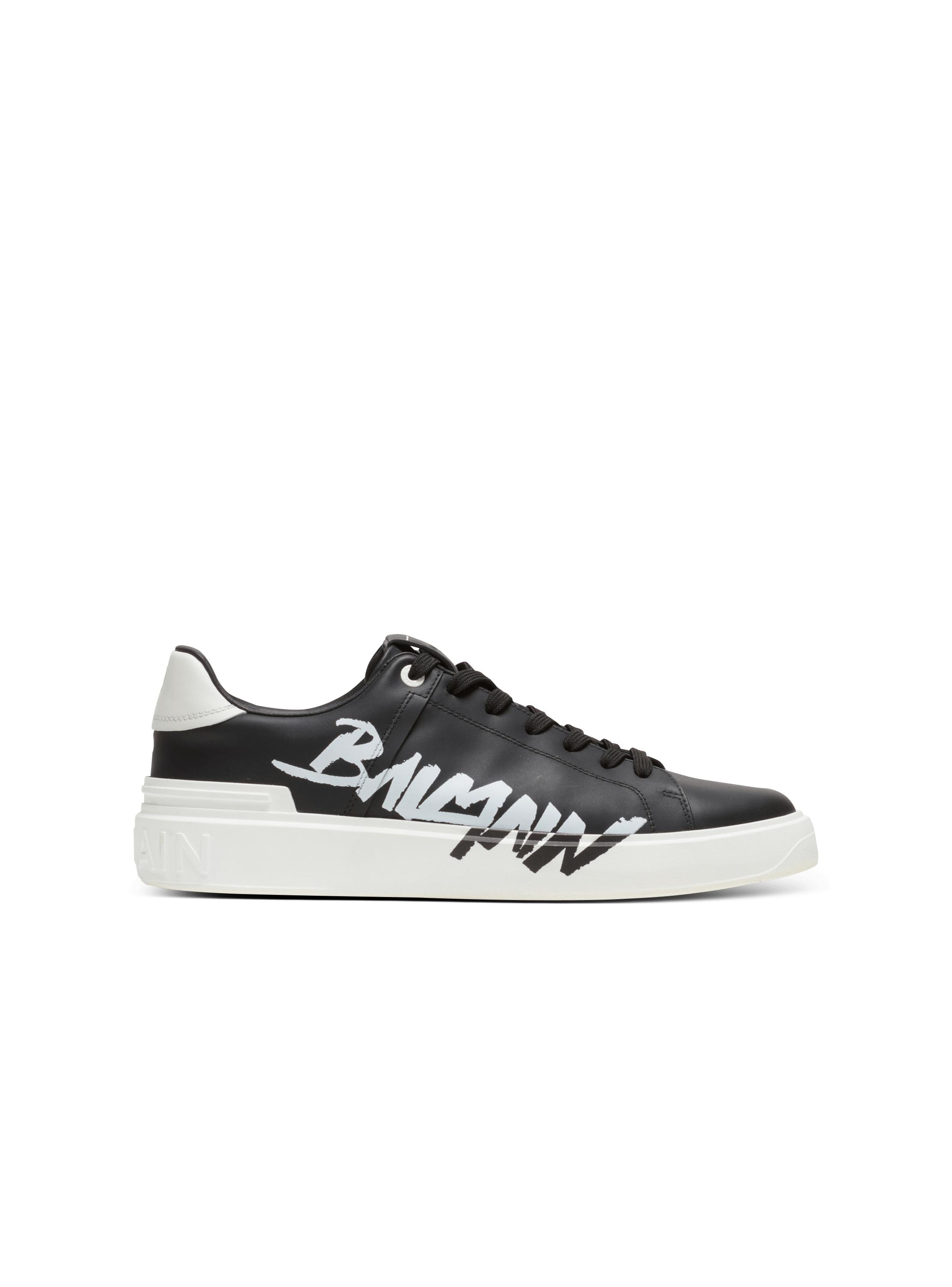 Bedruckte Sneakers B-Court aus Leder, schwarz, hi-res