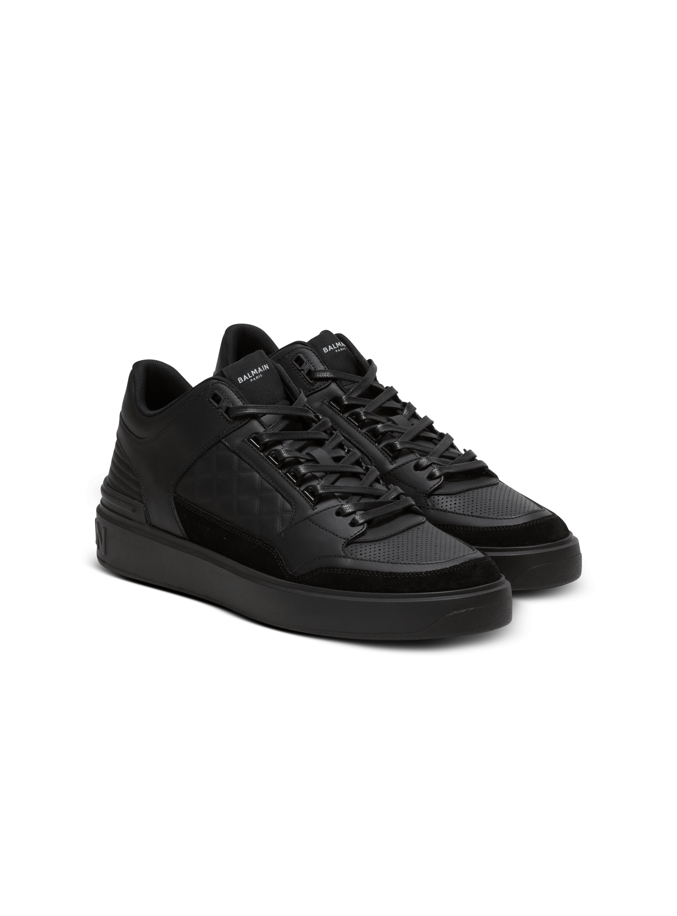 B-Court mid-top leather trainers black - Men