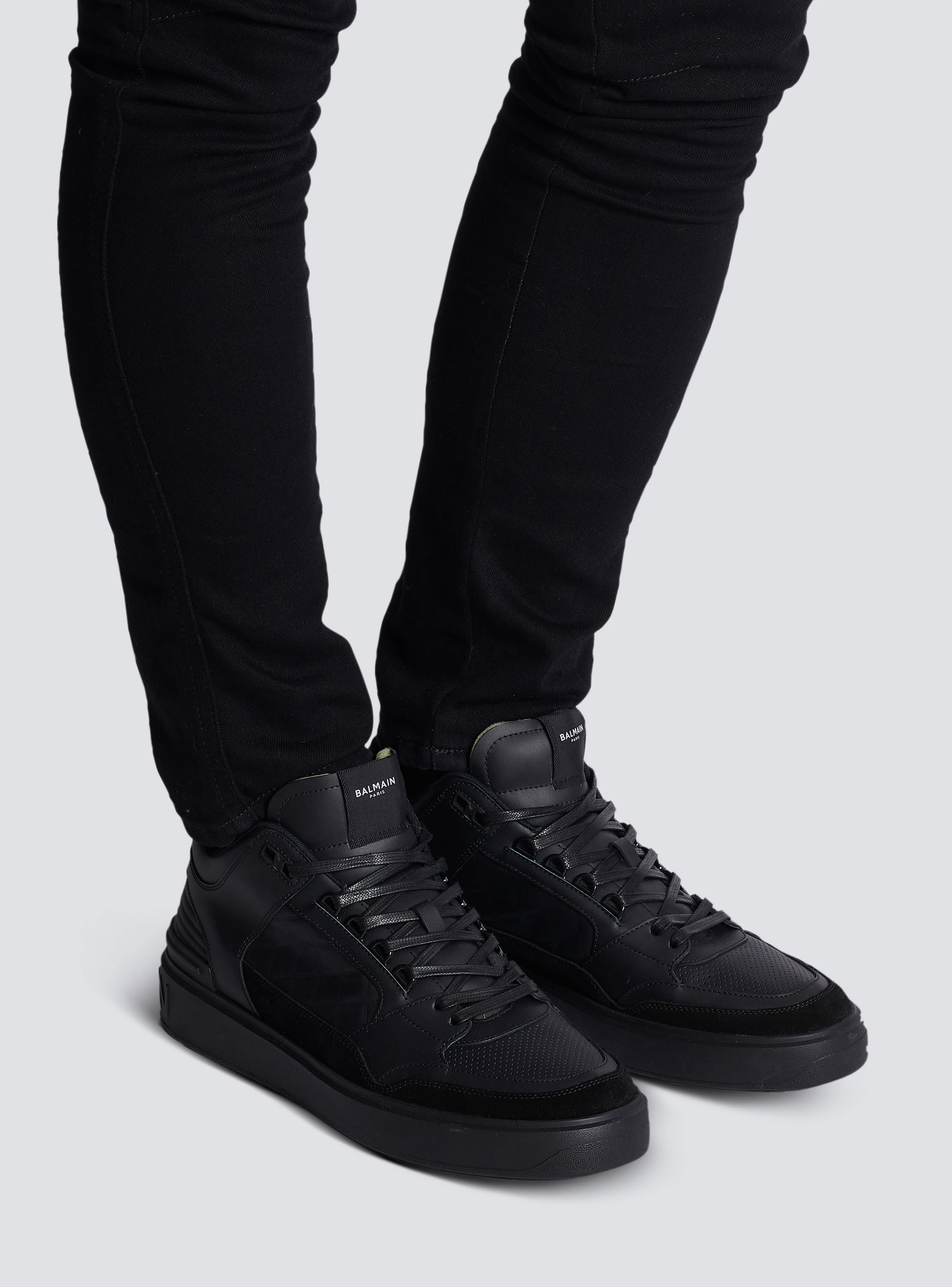B-Court mid-top leather trainers black - Men