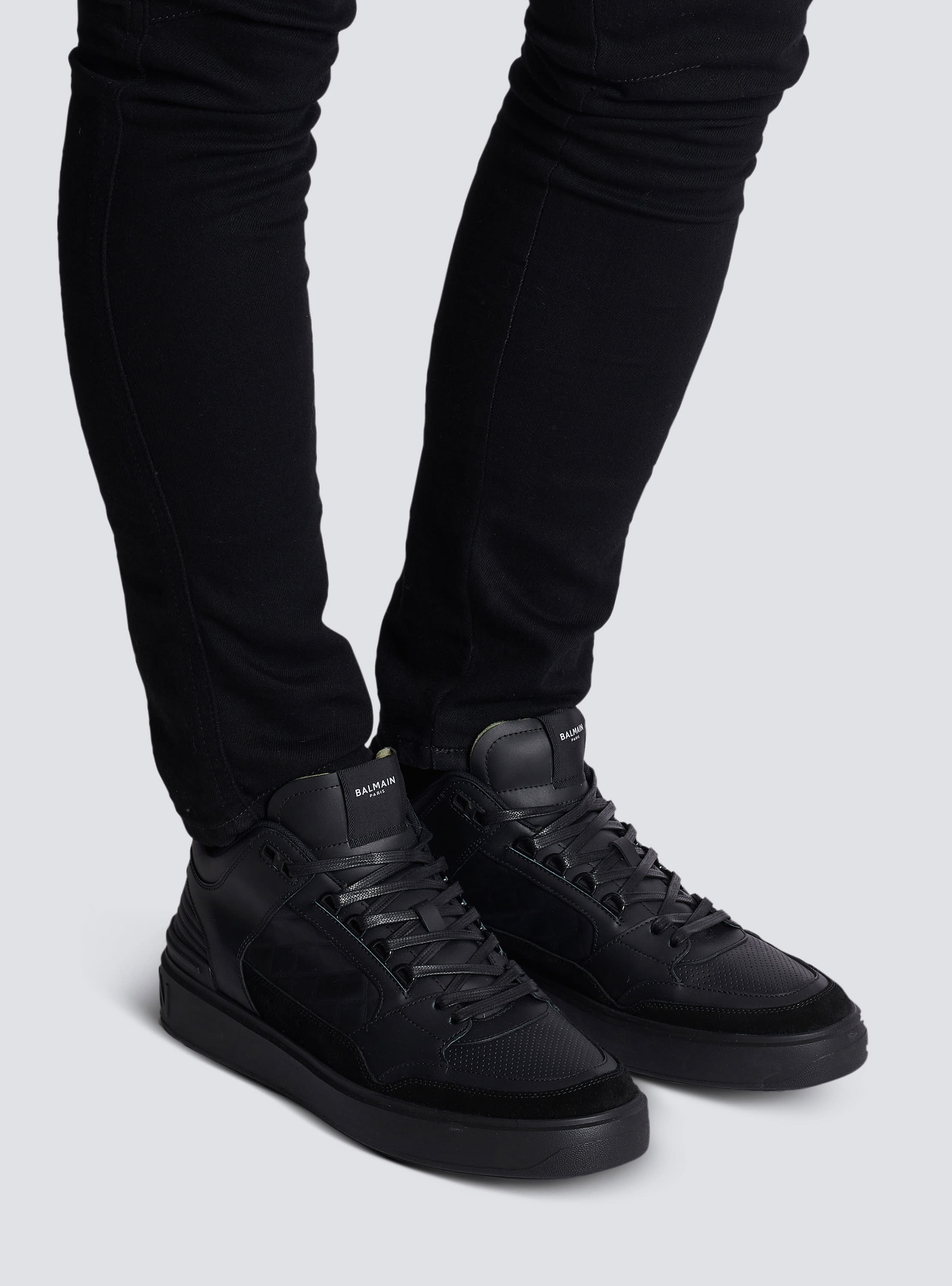 B-Court mid-top leather trainers black - Men | BALMAIN