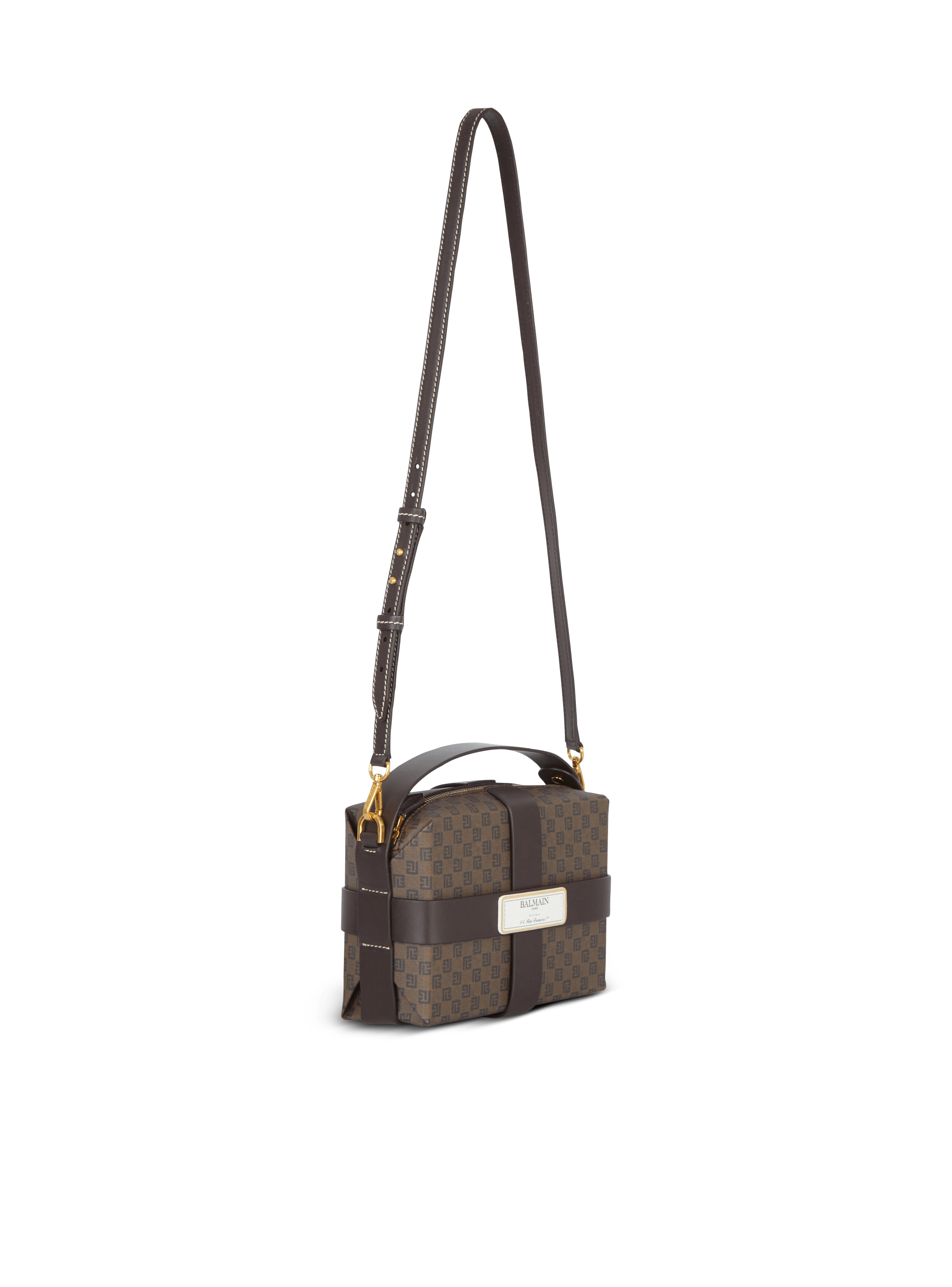 Bolso Box de lona con monograma pequeño y piel