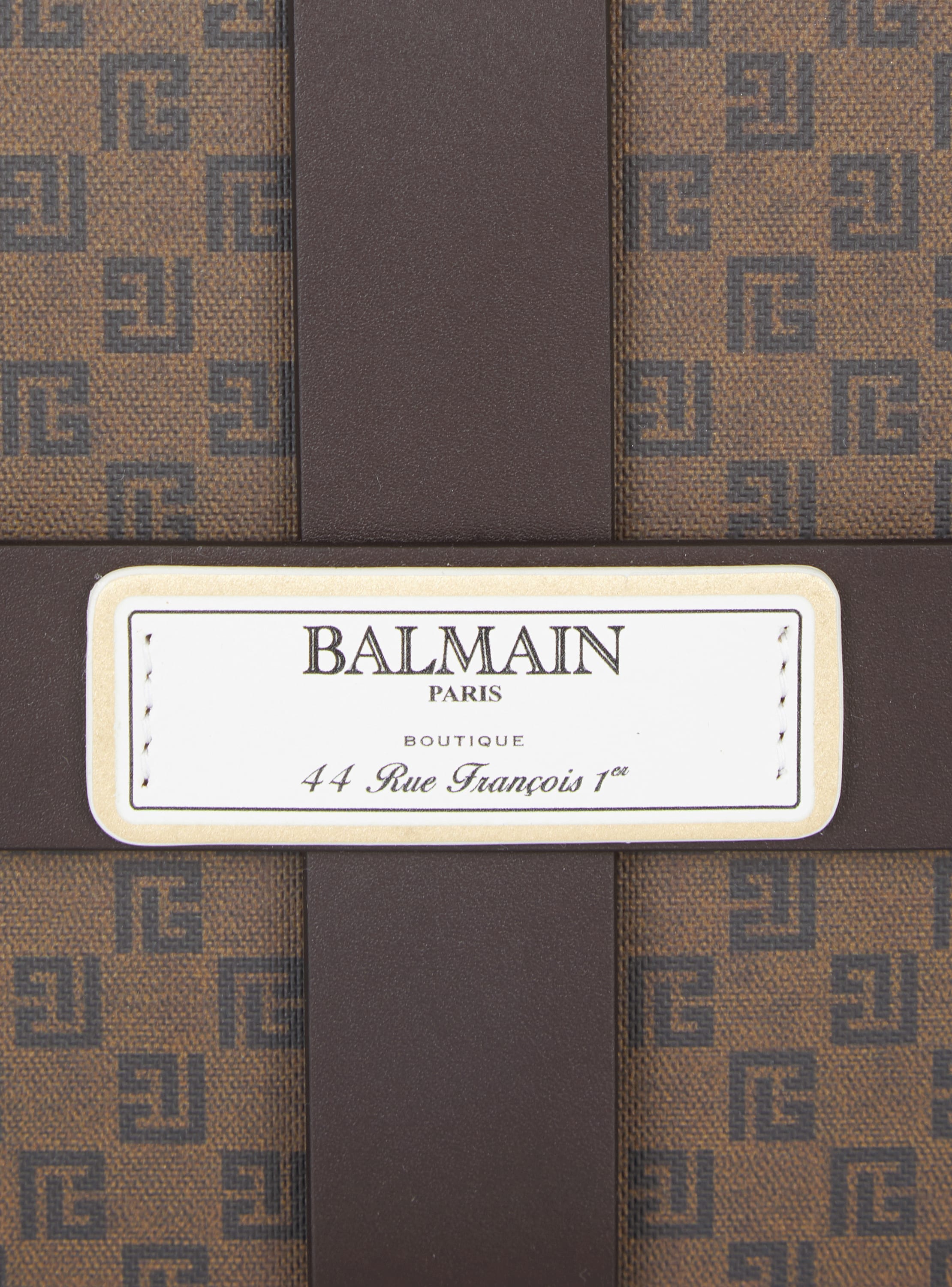 Balmain Mini Monogram-print Leather Top in Black
