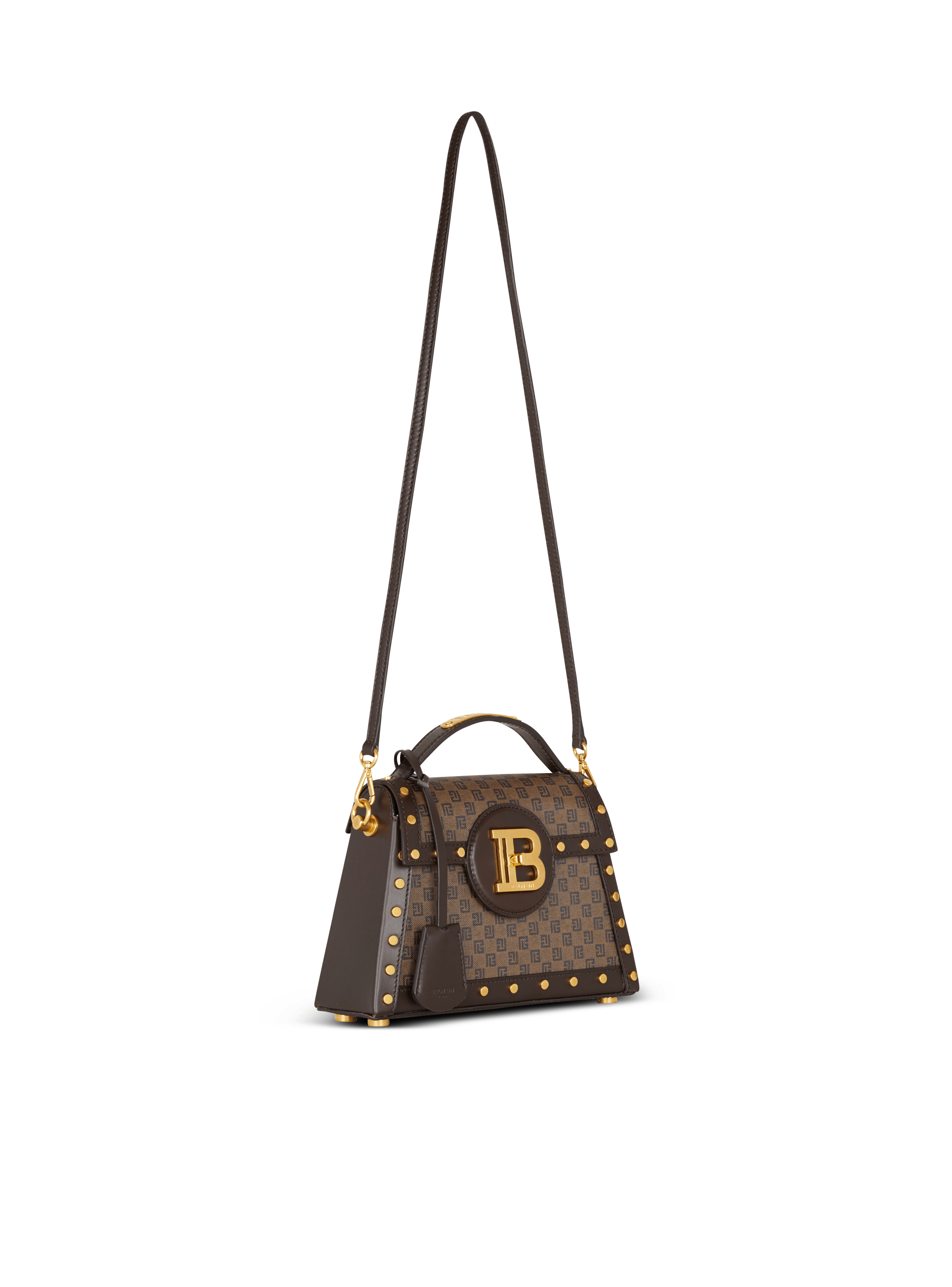 Balmain B-buzz 19 Monogram Fabric Bag in Black